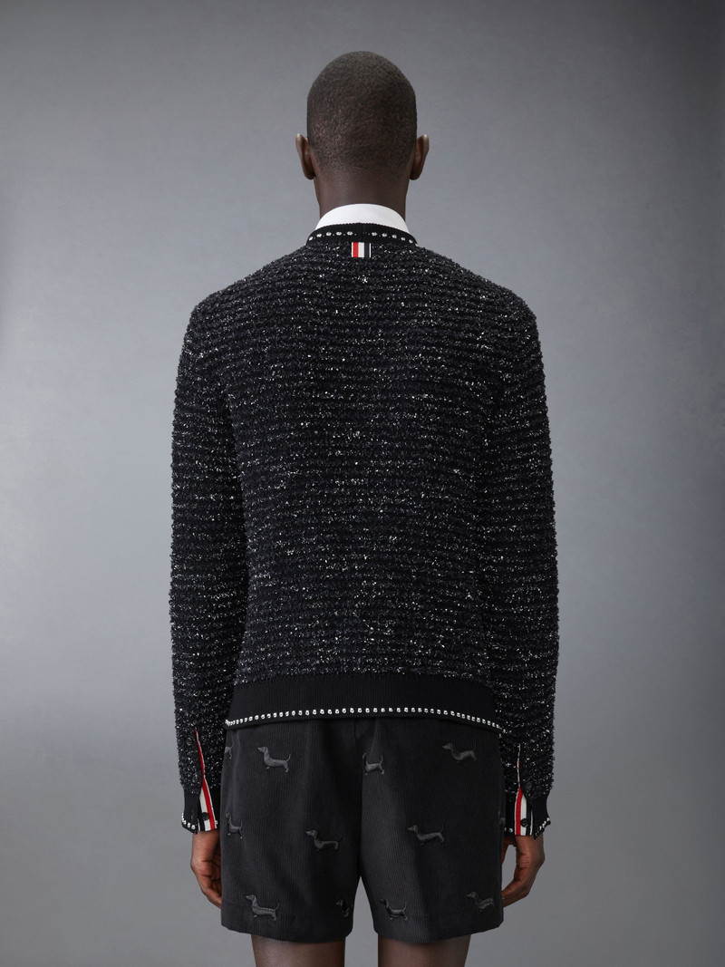 Thom Browne EYELASH TWEED JACQUARD V NECK CARDIGAN outlook