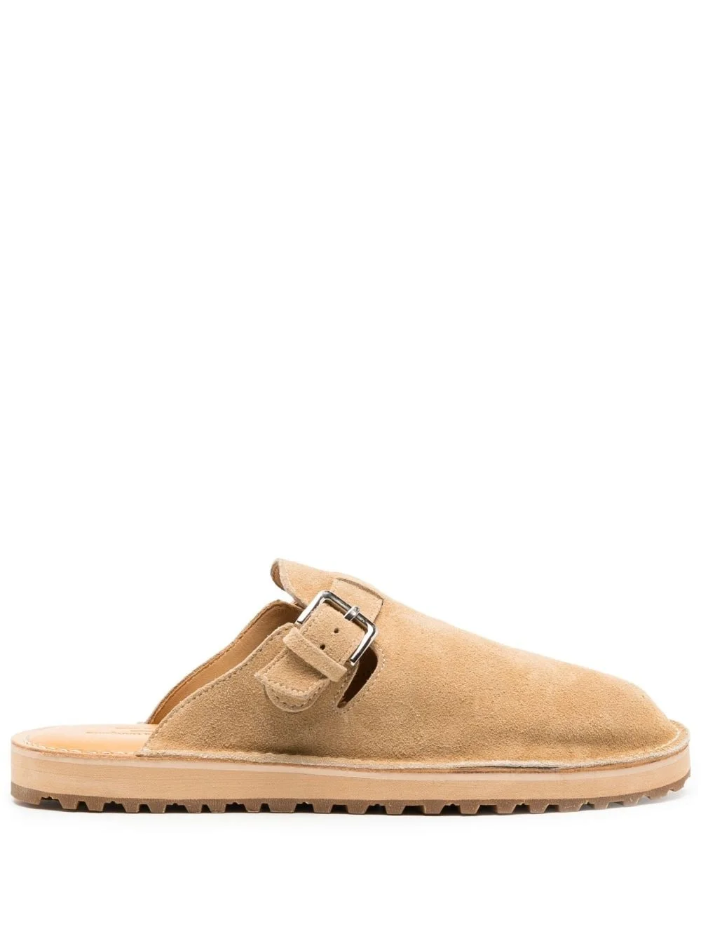 decorative-buckle leather slides - 1