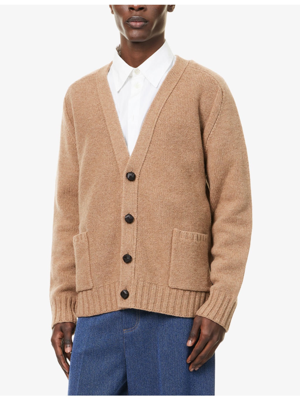 V-Neck Knitted Wool Cardigan - 3