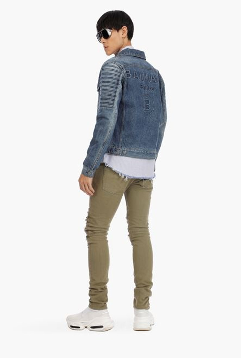 Balmain Vintage blue jean jacket with embossed Balmain Paris logo outlook