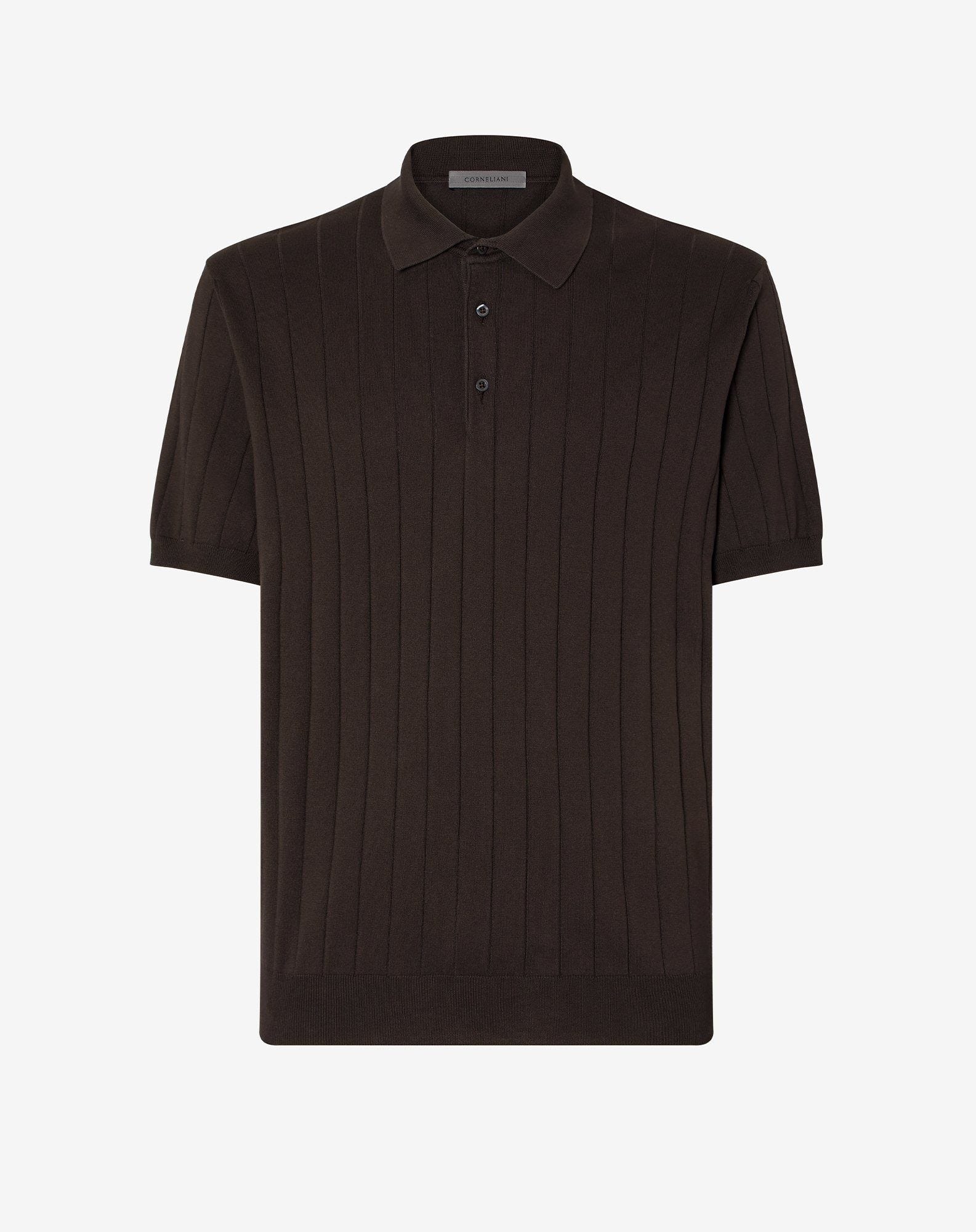 Brown button-up Pima cotton polo shirt - 3