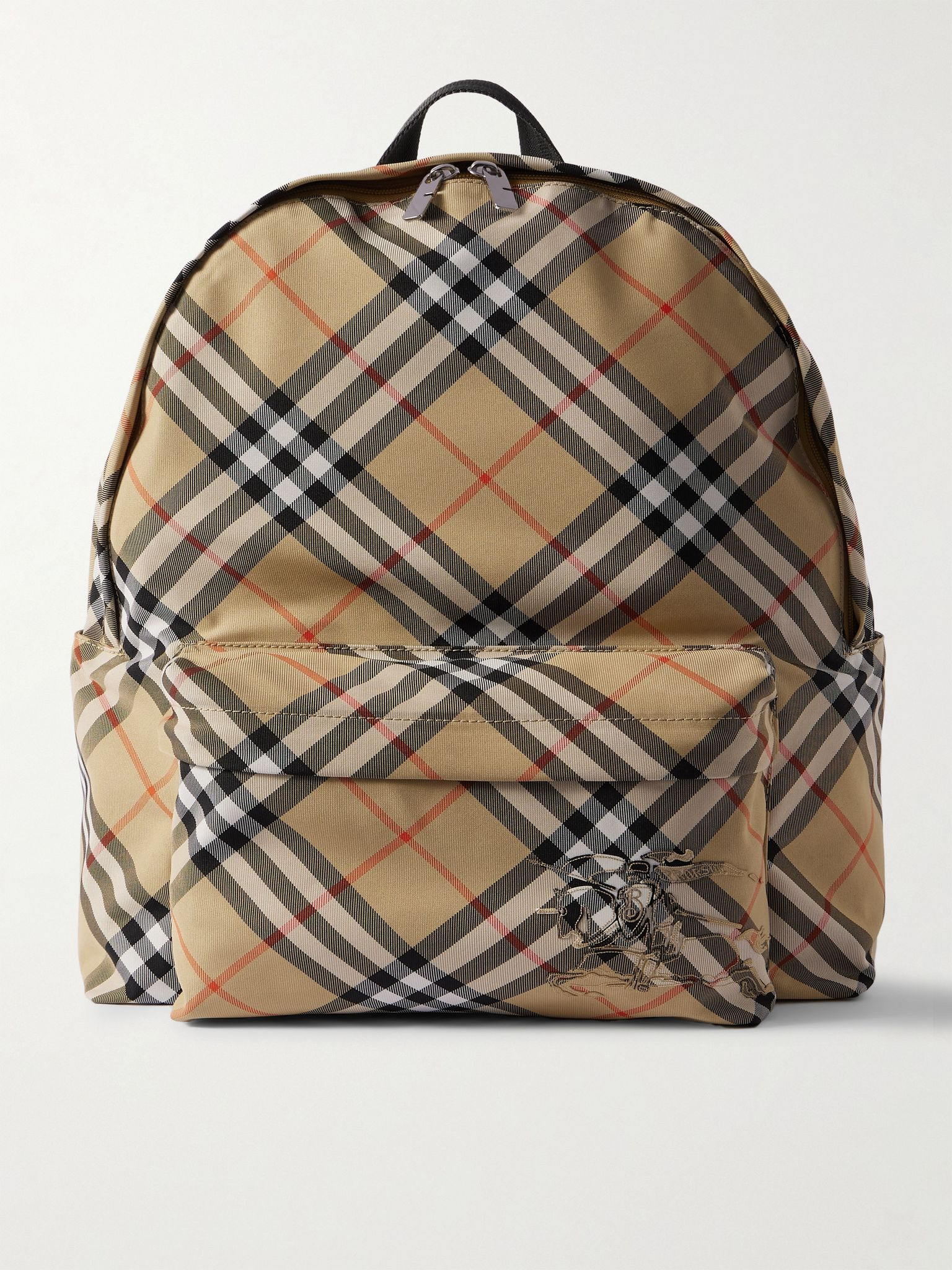 Checked Coated-Canvas Backpack Brown - 1