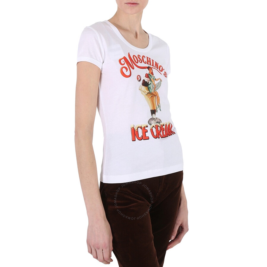 Tシャツ・カットソー Moschino SS25 T-SHIRT \"ICE CREAM\" (07090541 1001) MOSCHINO'S ICE CREAM ORGANIC JERSEY T-SHIRT - BLACK