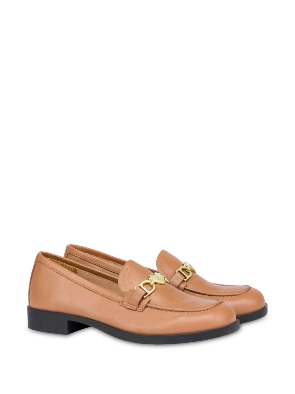 heart-charm leather loafers - 2