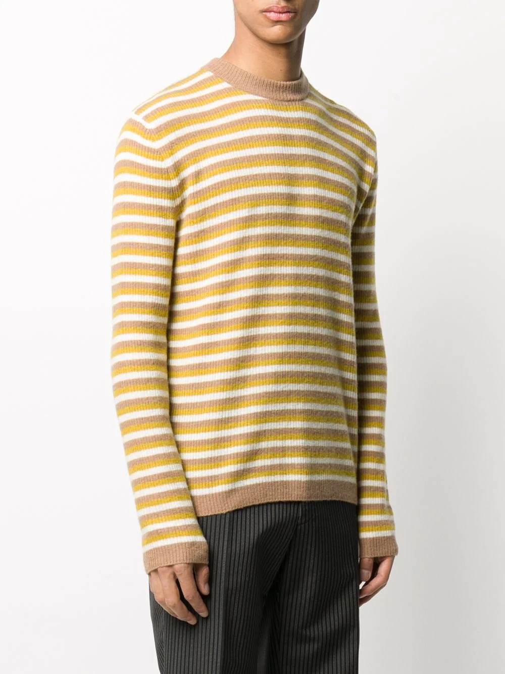 striped crew neck jumper - 3