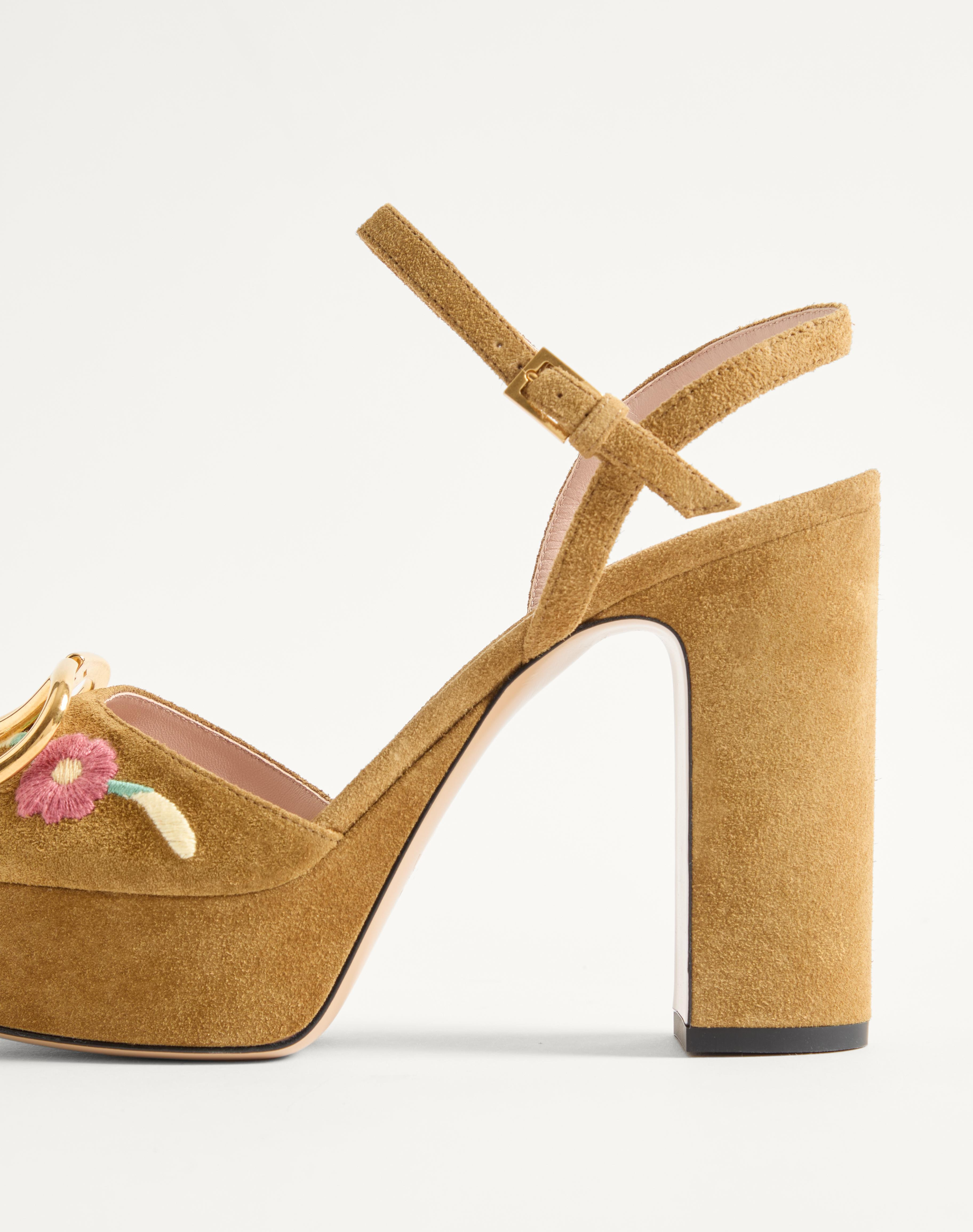 VLOGO SIGNATURE PLATFORM SANDAL IN SPLIT LEATHER WITH FLORAL EMBROIDERY 115 MM - 7