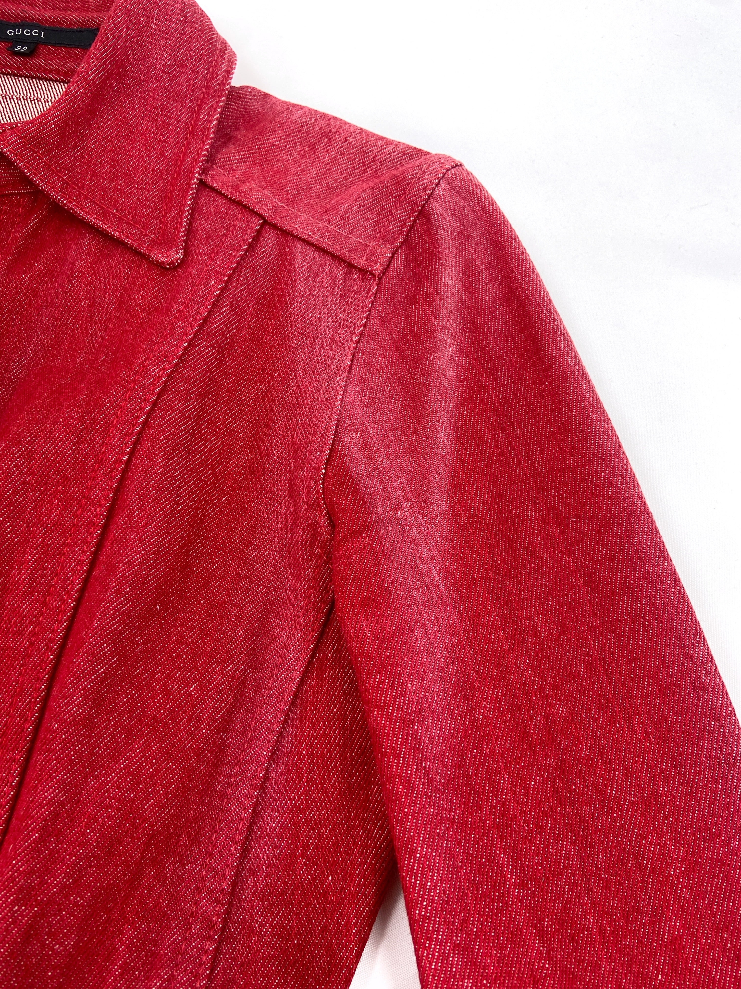 Gucci Fall 1999 Tom Ford Red Denim Jacket - 8