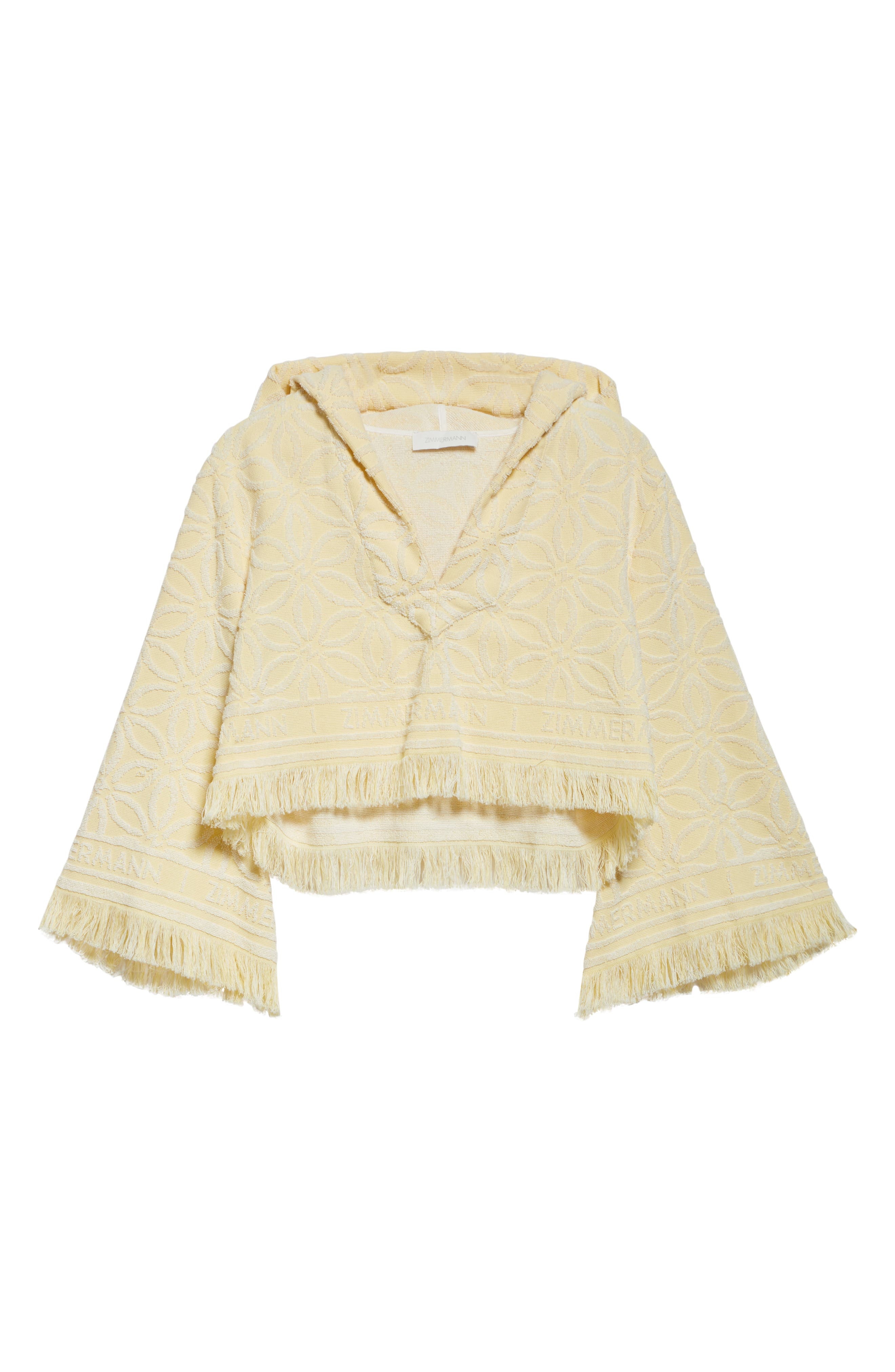 Zimmermann Coco Jacquard Terry Cloth Hooded Top in Yellow/Cream at Nordstrom - 6