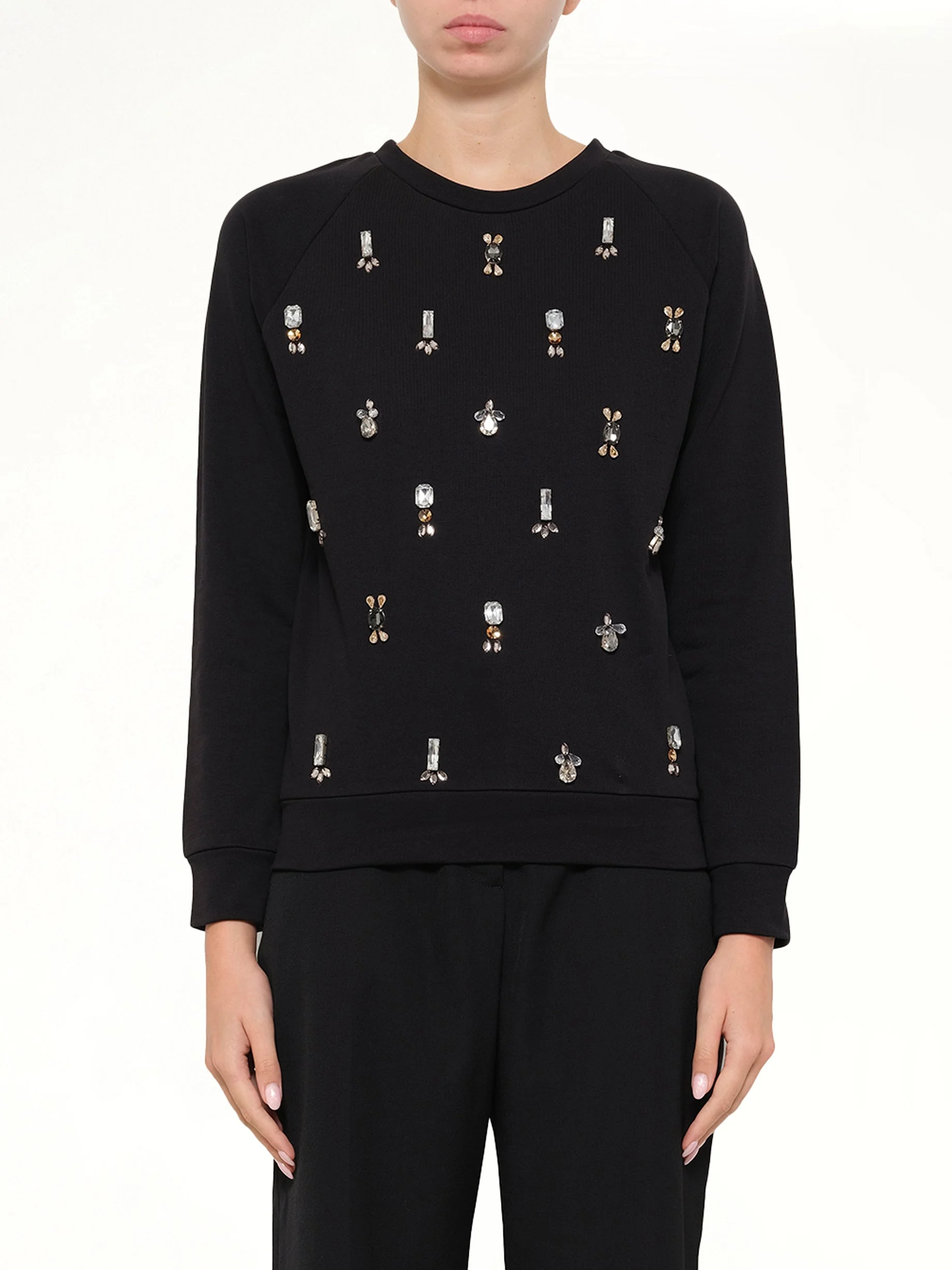 Embroidered Jersey Top in Black - 1