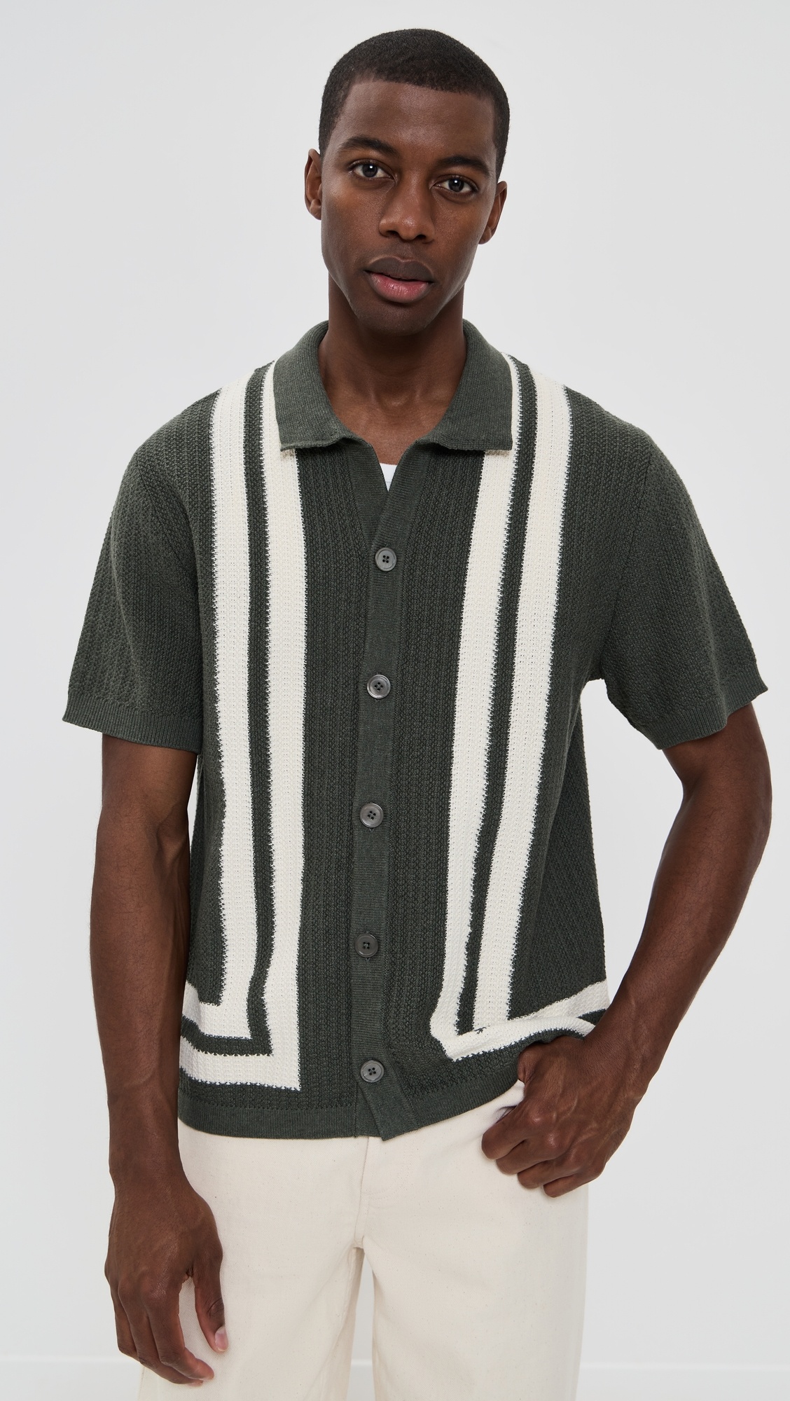 Ares Knit Button Down Polo - 1