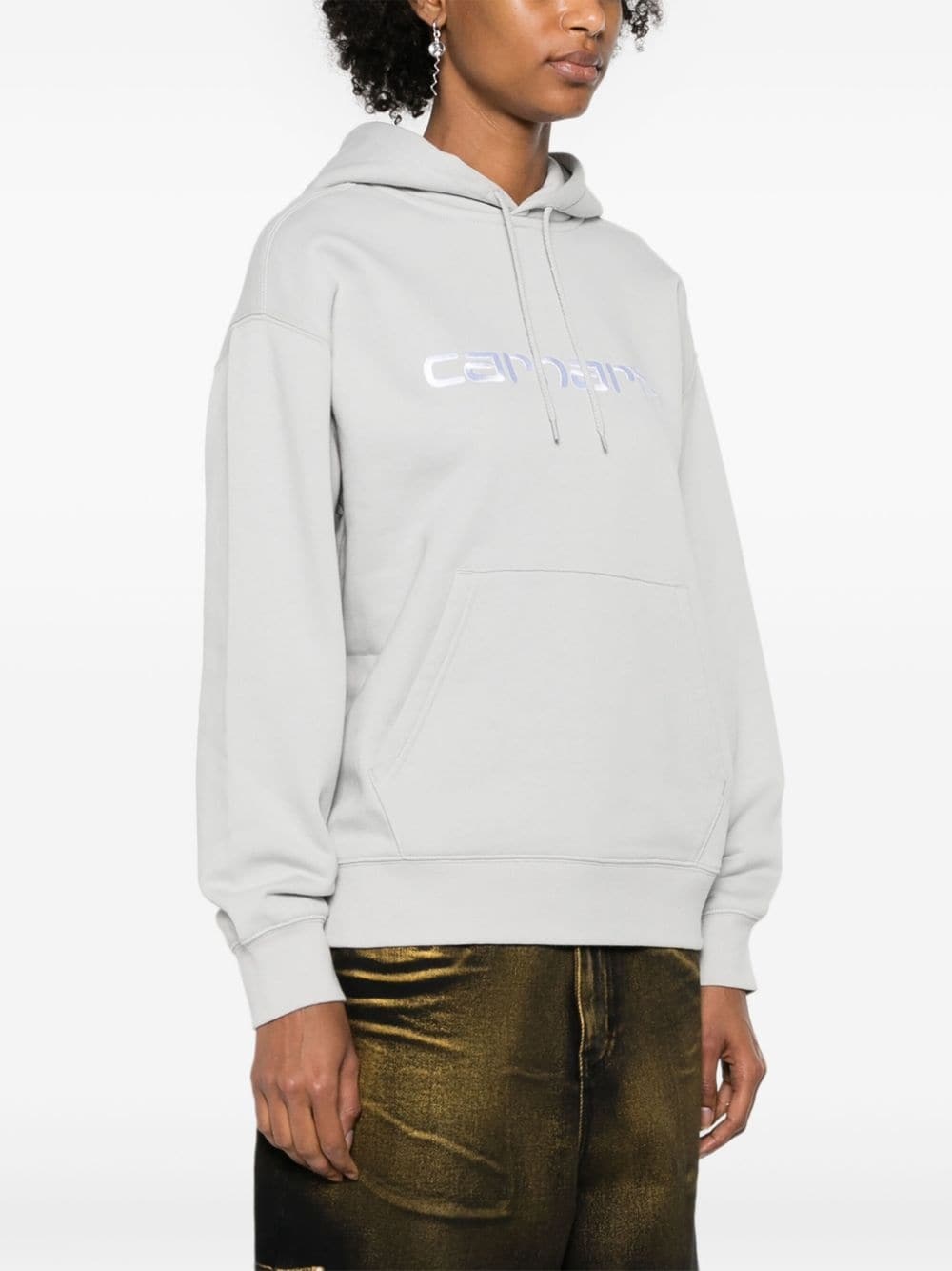 W' Hooded logo-embroidered hoodie - 3