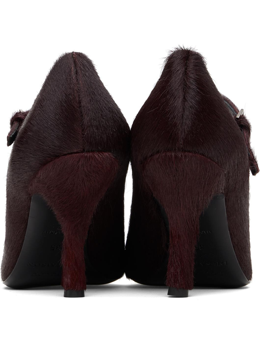 Burgundy Kabel Pony-Effect Leather Heels - 2
