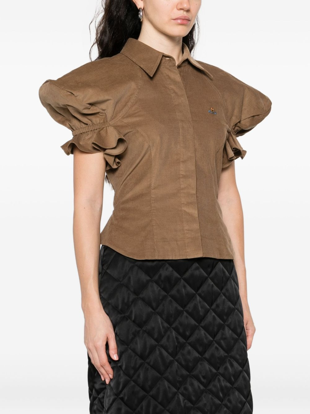 ruffled-sleeve cotton top - 3