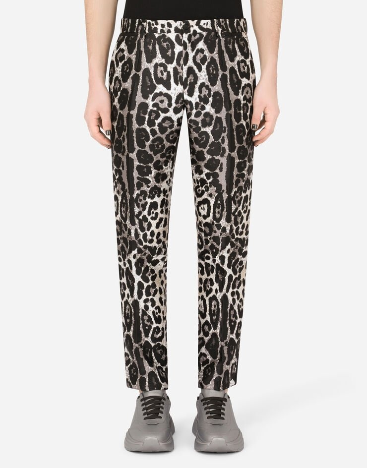 Leopard-print jacquard tuxedo pants - 1