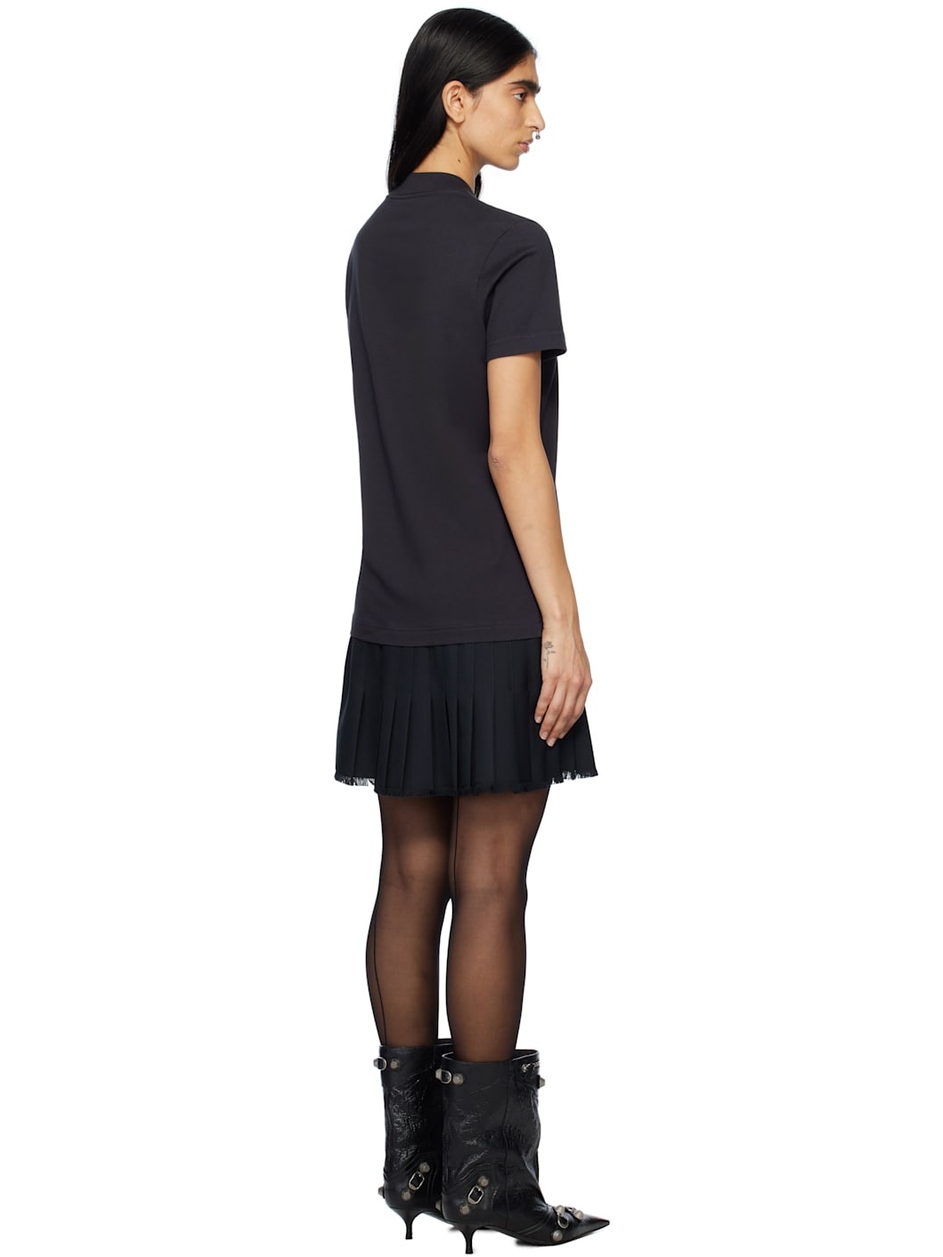 Black Layered T-shirt Minidress - 3