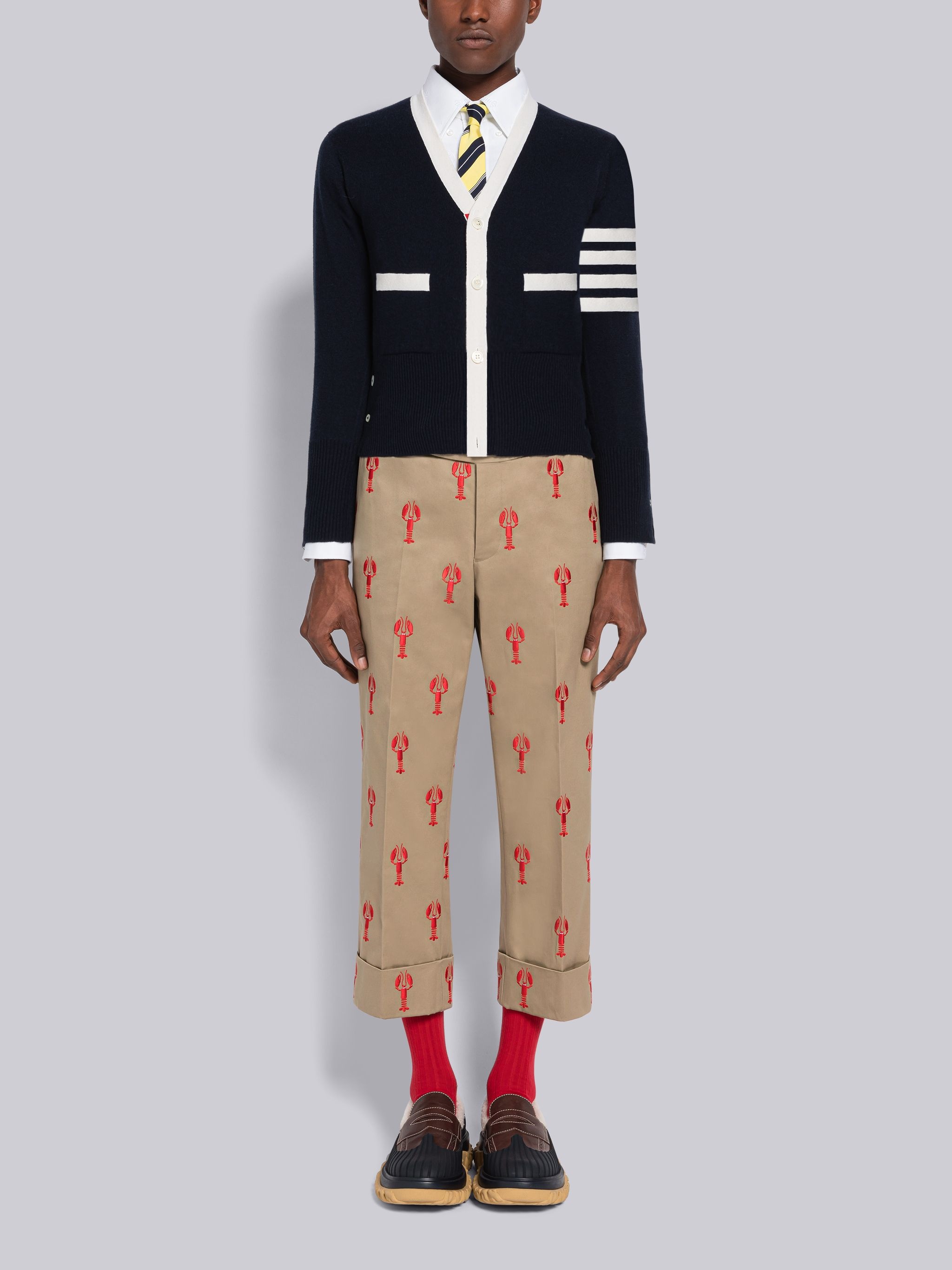 Cashmere Stripe V-Neck Cardigan - 4