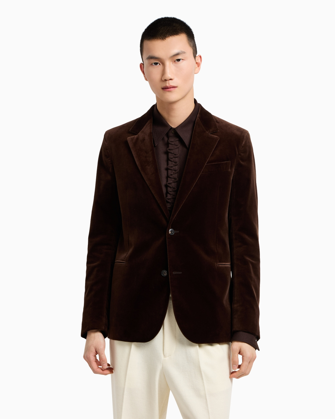 SINGLE-BREASTED JACKET IN SMOOTH VELVET - 4