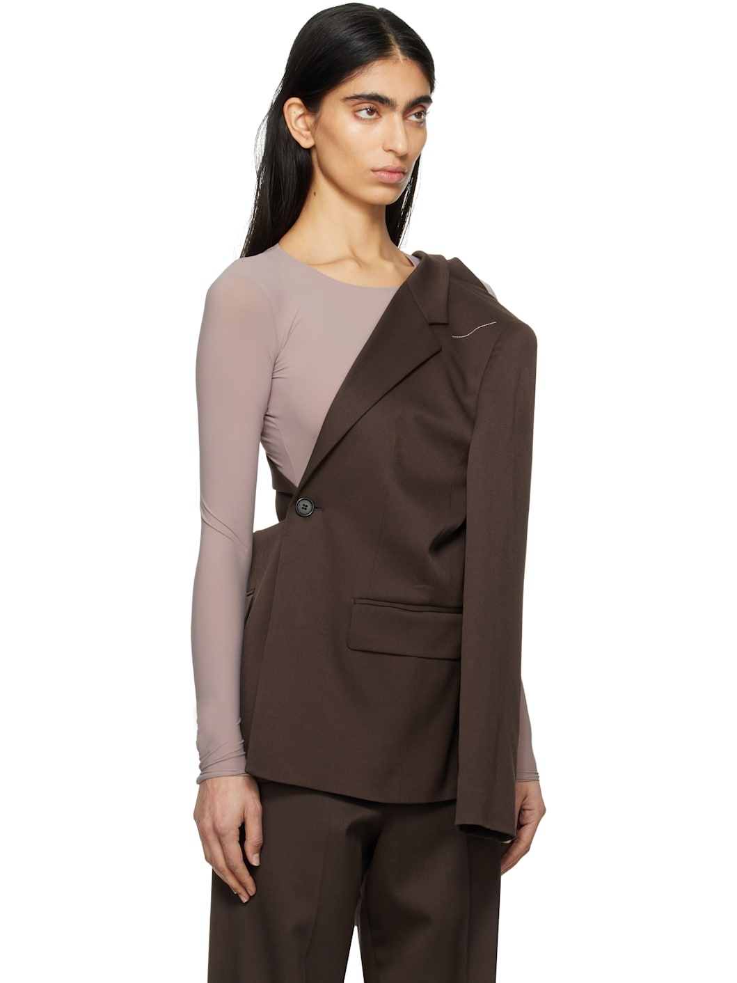 Brown Twist Suit Blazer - 2