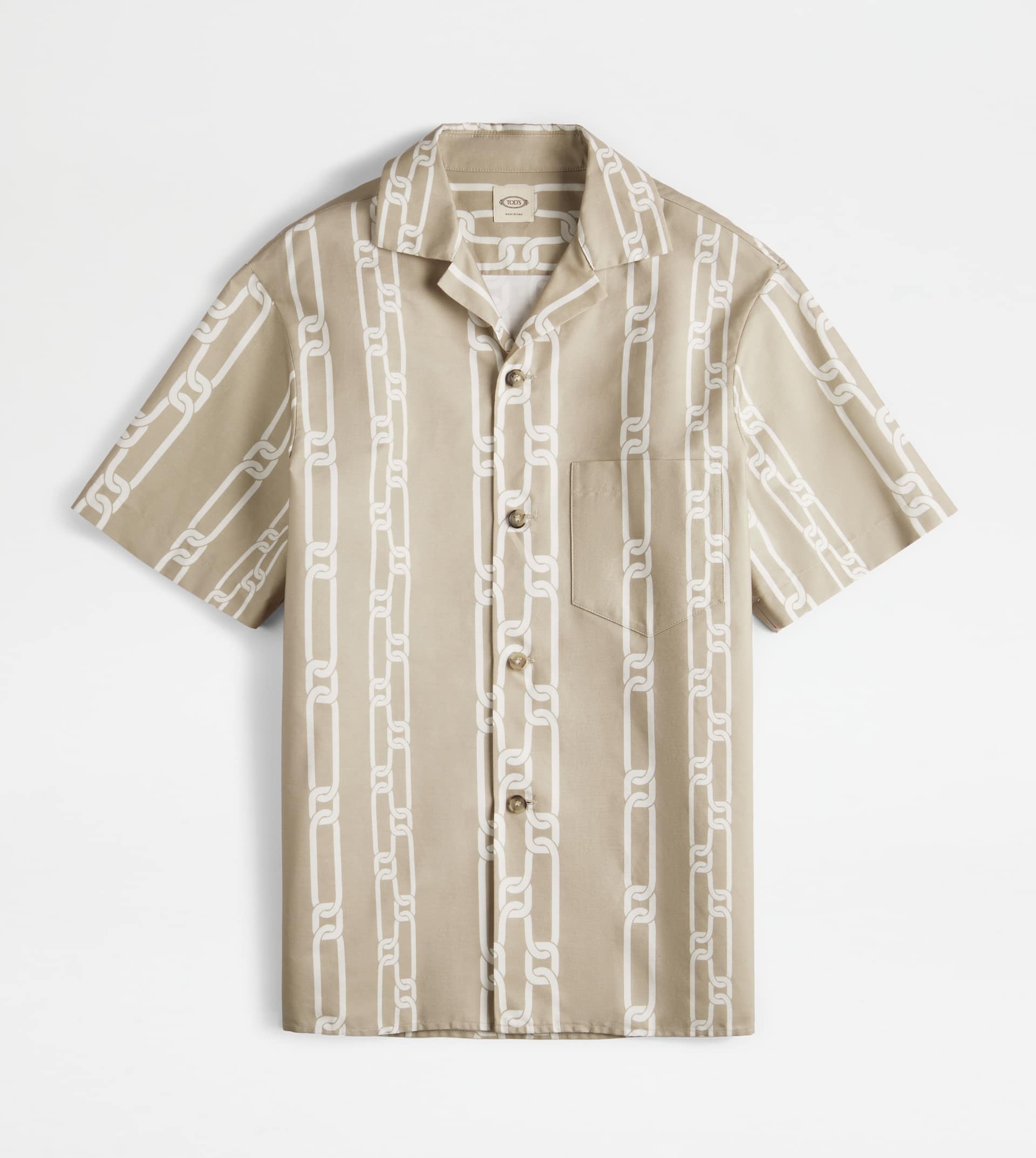 SHIRT IN COTTON - BEIGE, WHITE - 1