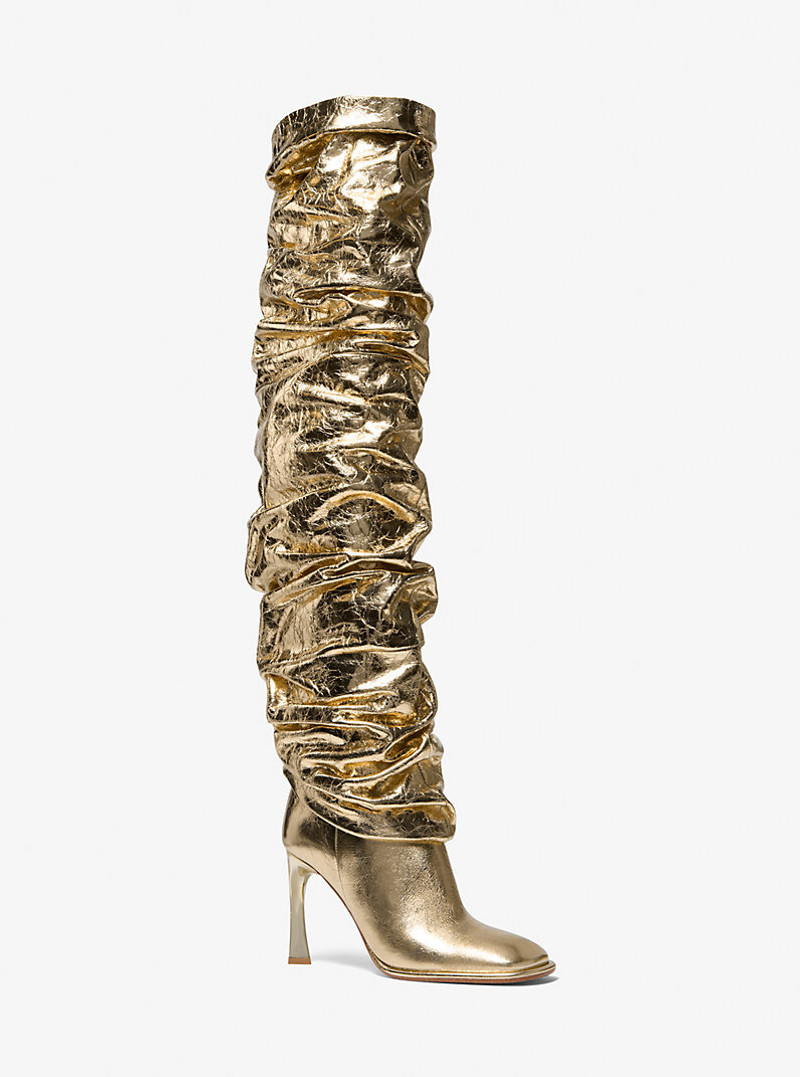 Kelsea Crackled Metallic Leather Slouchy Boot 1