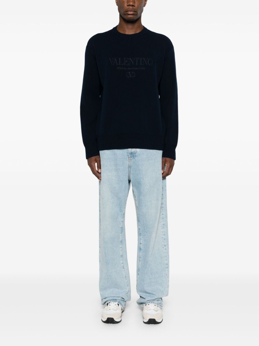 embroidered-logo knitted jumper - 2