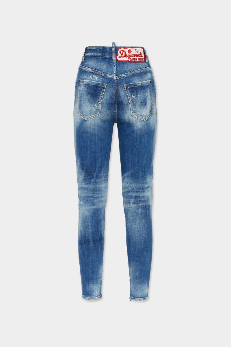 MEDIUM SMALL HOLE WASH HIGH WAIST TWIGGY JEANS - 2