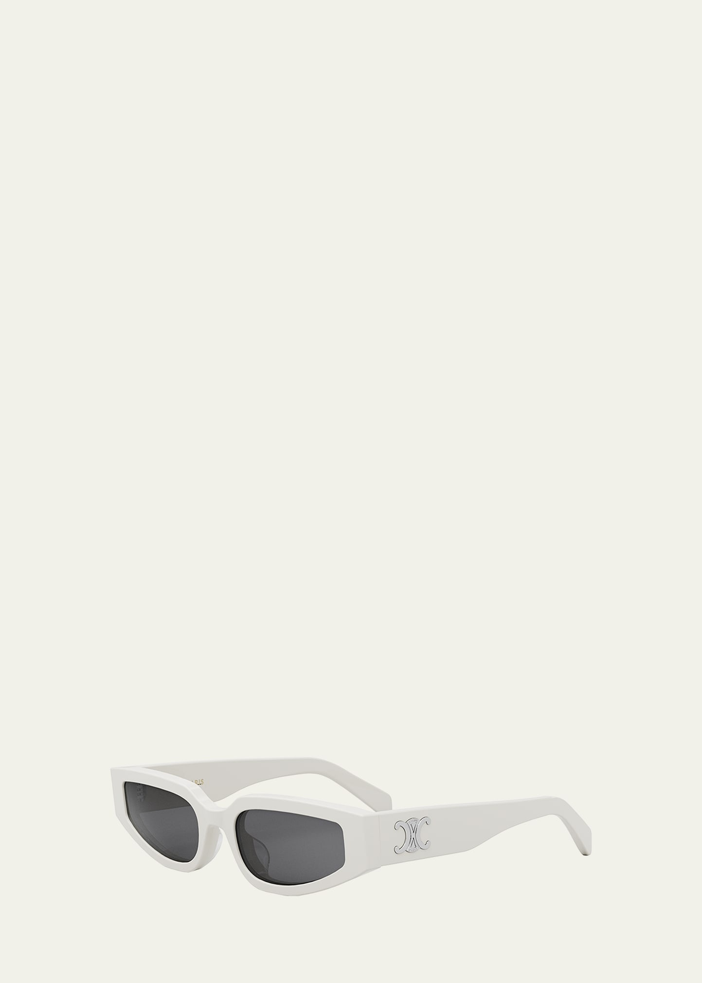 Triomphe Sleek White Acetate Cat-Eye Sunglasses - 2