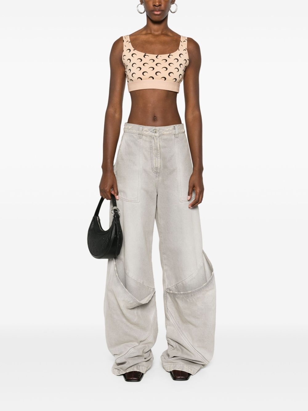 Crescent Moon-print crop top - 2