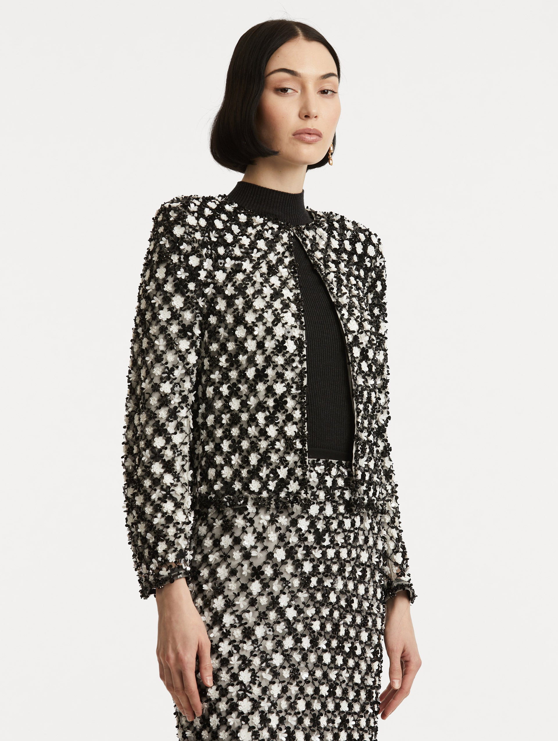 SEQUIN FLORET EMBROIDERED JACKET - 5