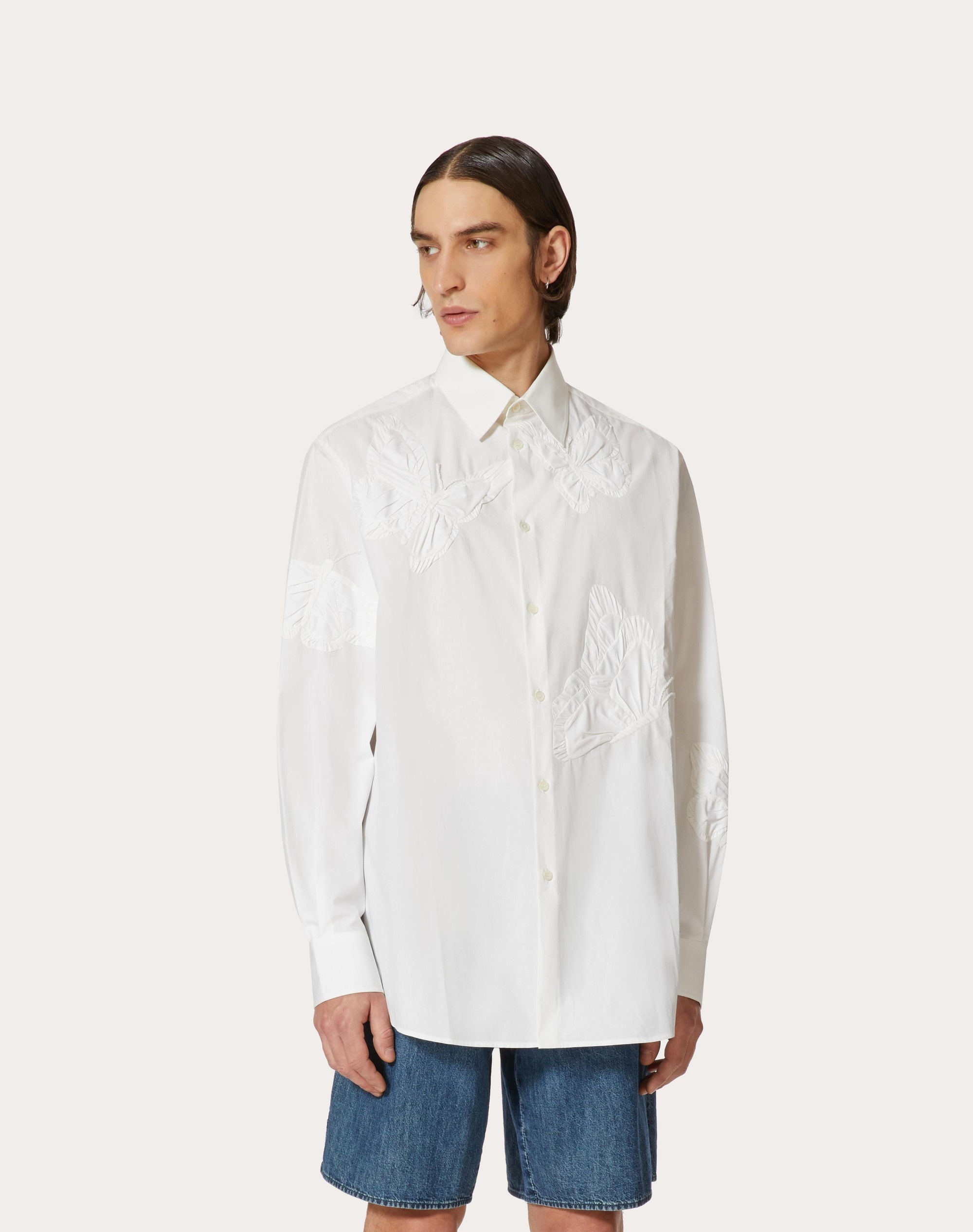 COTTON SHIRT WITH VALENTINO UTOPIA BUTTERFLY EMBROIDERY - 3