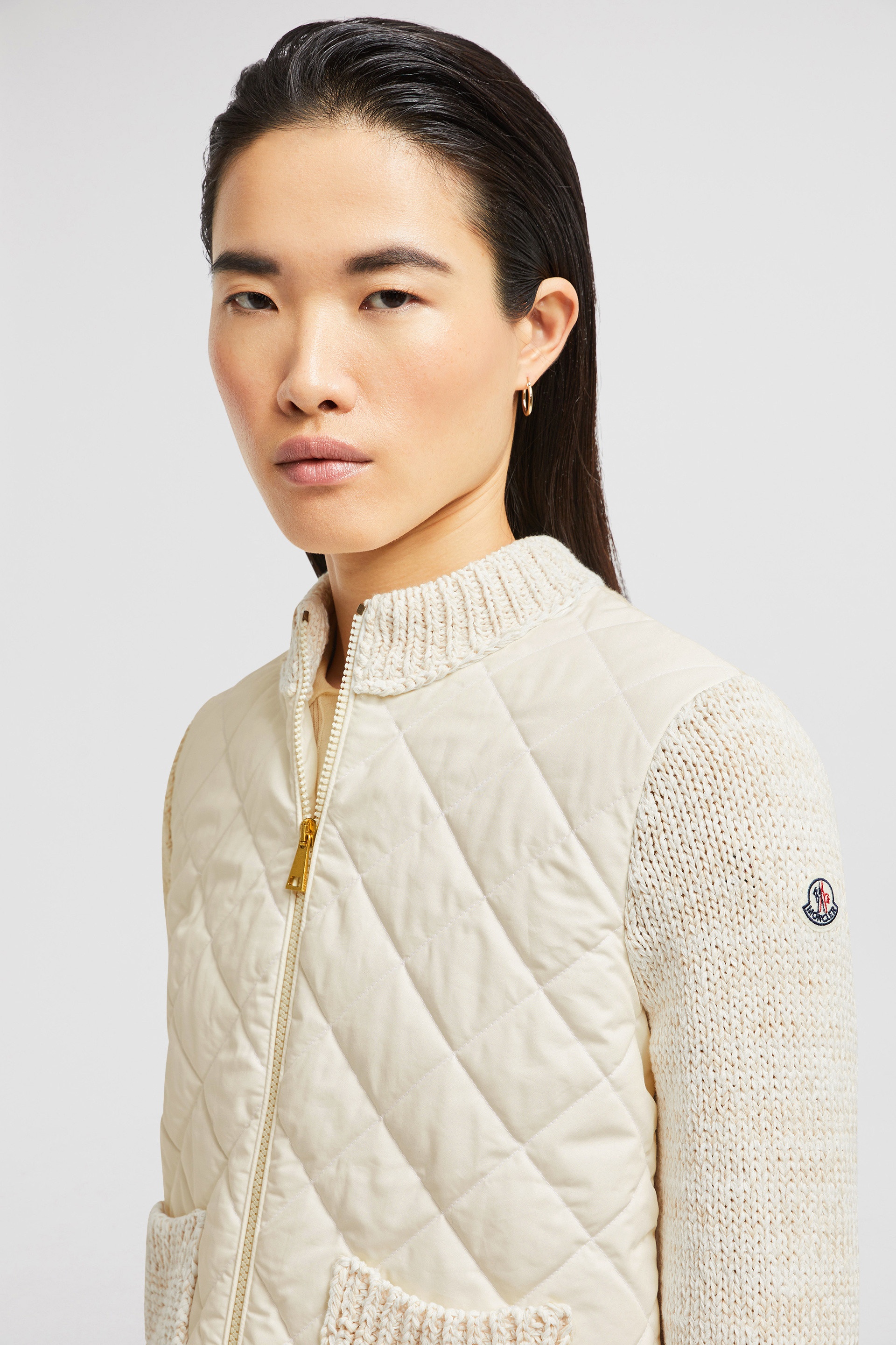 Padded Cotton Zip-Up Cardigan - 4