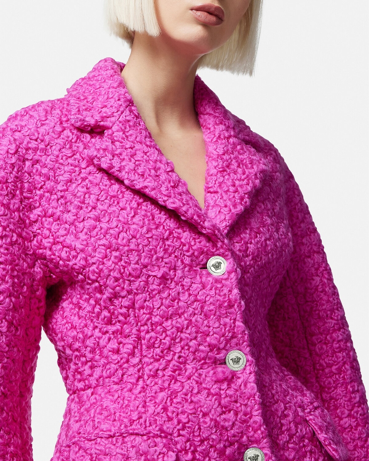 Rounded Hourglass Wool Bouclé Coat - 5
