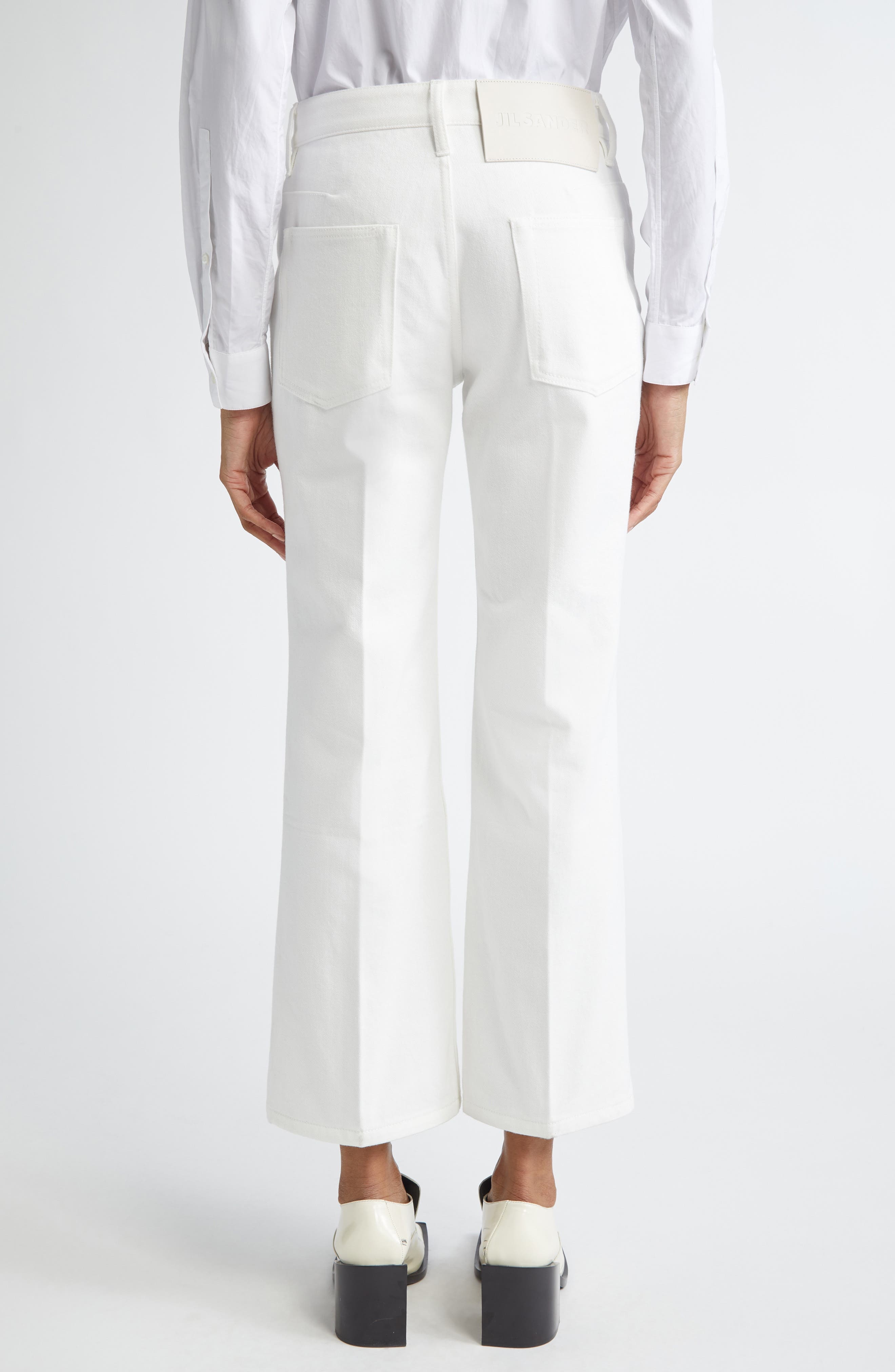 Jil Sander Crop Flare Leg Jeans in Optic White at Nordstrom - 3