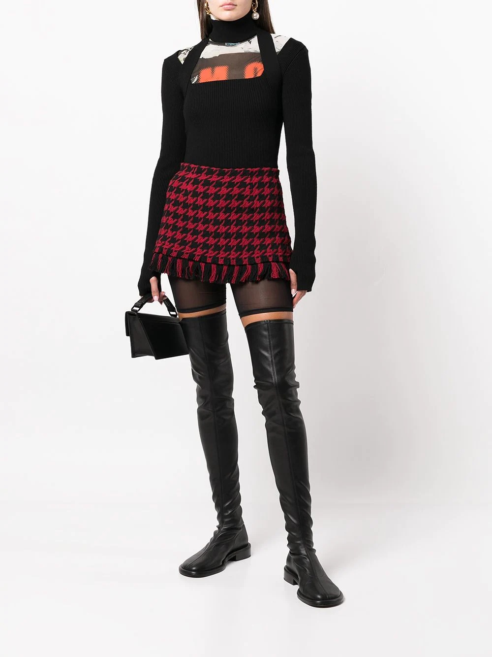 houndstooth-pattern mini skirt - 2