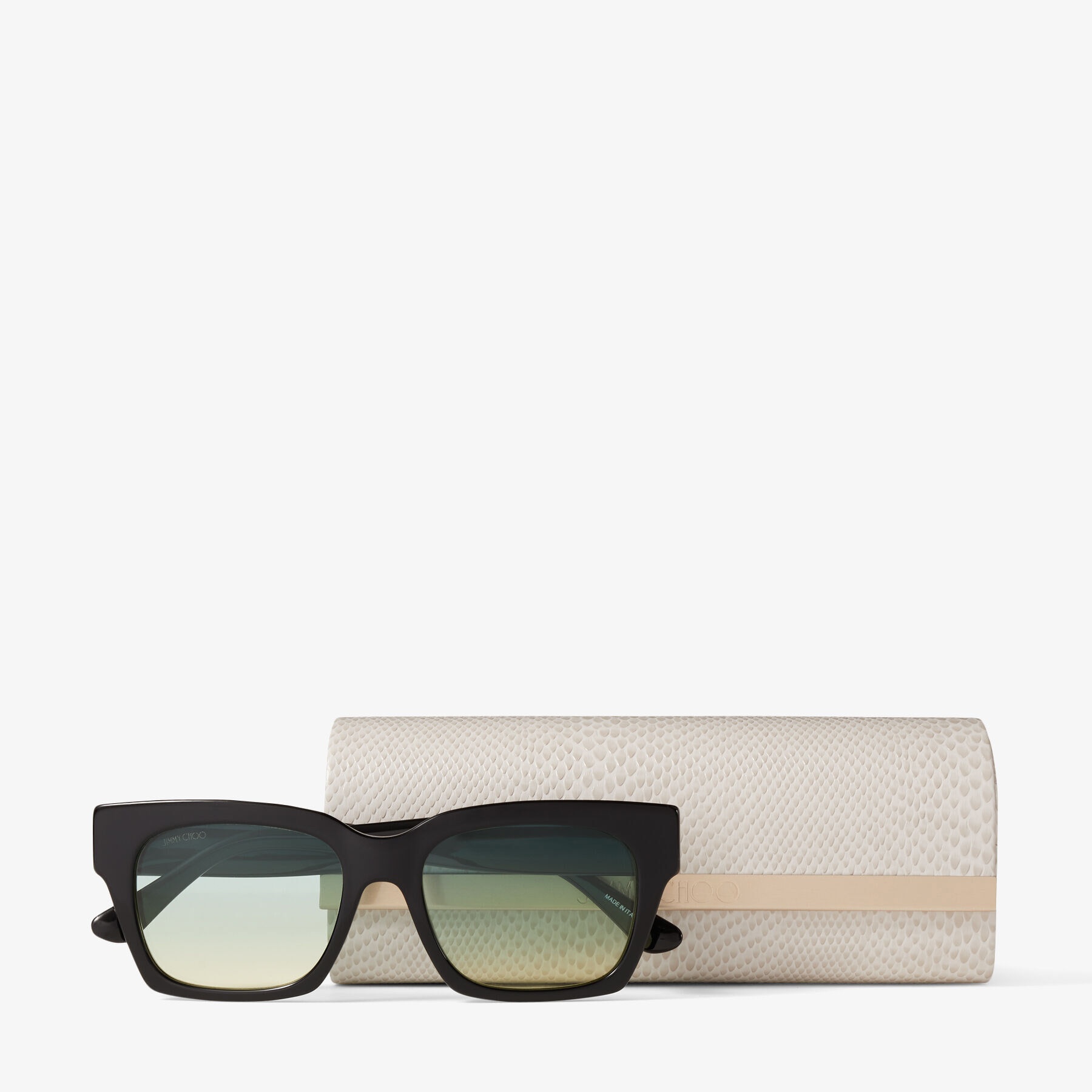 Jo
Black Acetate Square-Eye Sunglasses with Gold JC Logo - 4