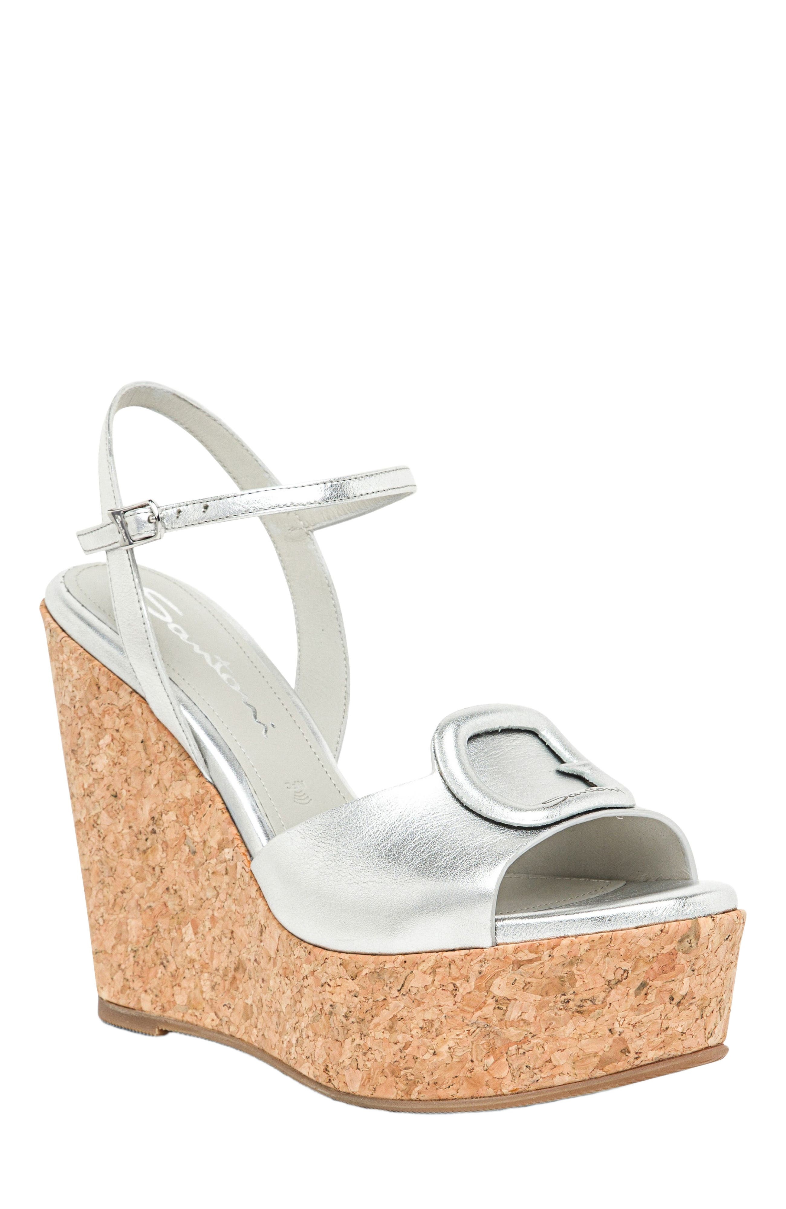 Santoni Women's leather wedge in Silver at Nordstrom - 3