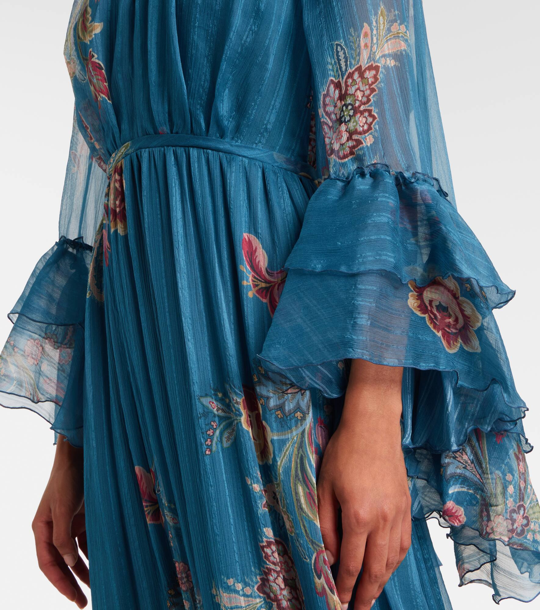 Paisley silk chiffon gown - 5