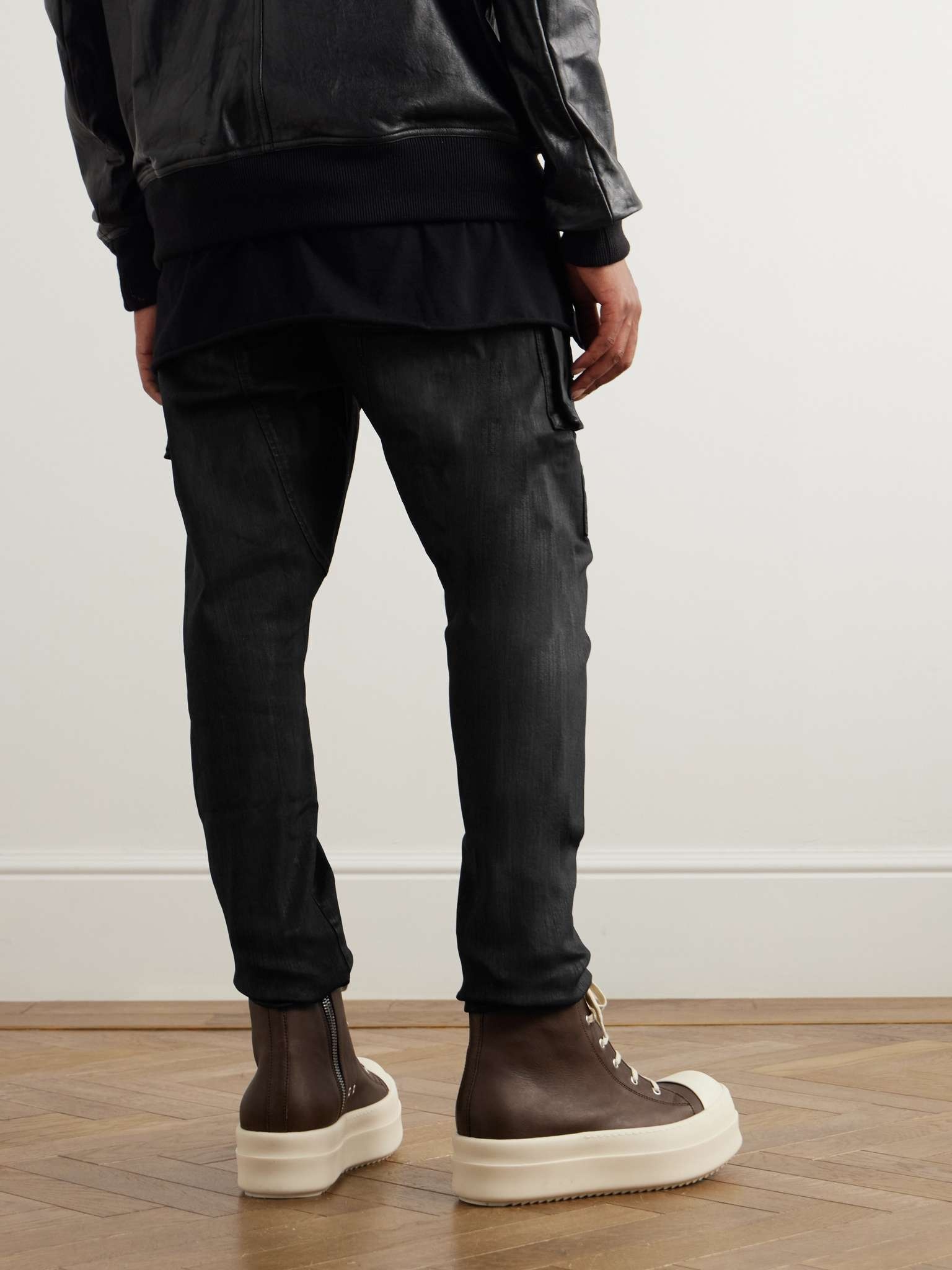 Creatch Tapered Waxed Stretch-Denim Drawstring Cargo Jeans - 4