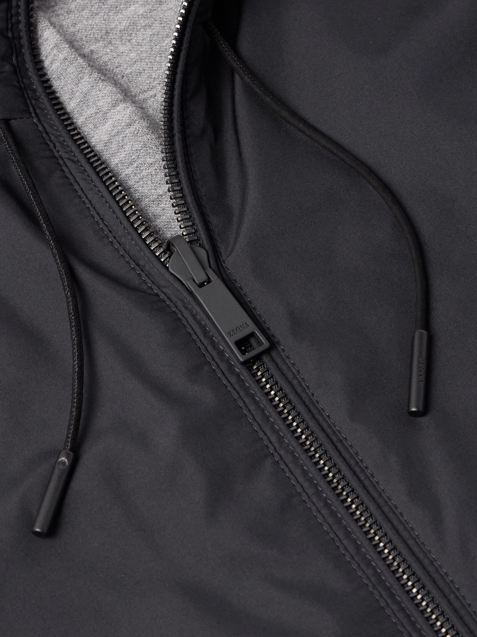 Reversible Shell and Cashmere, Cotton and Silk-Blend Jersey Jacket Navy - 4