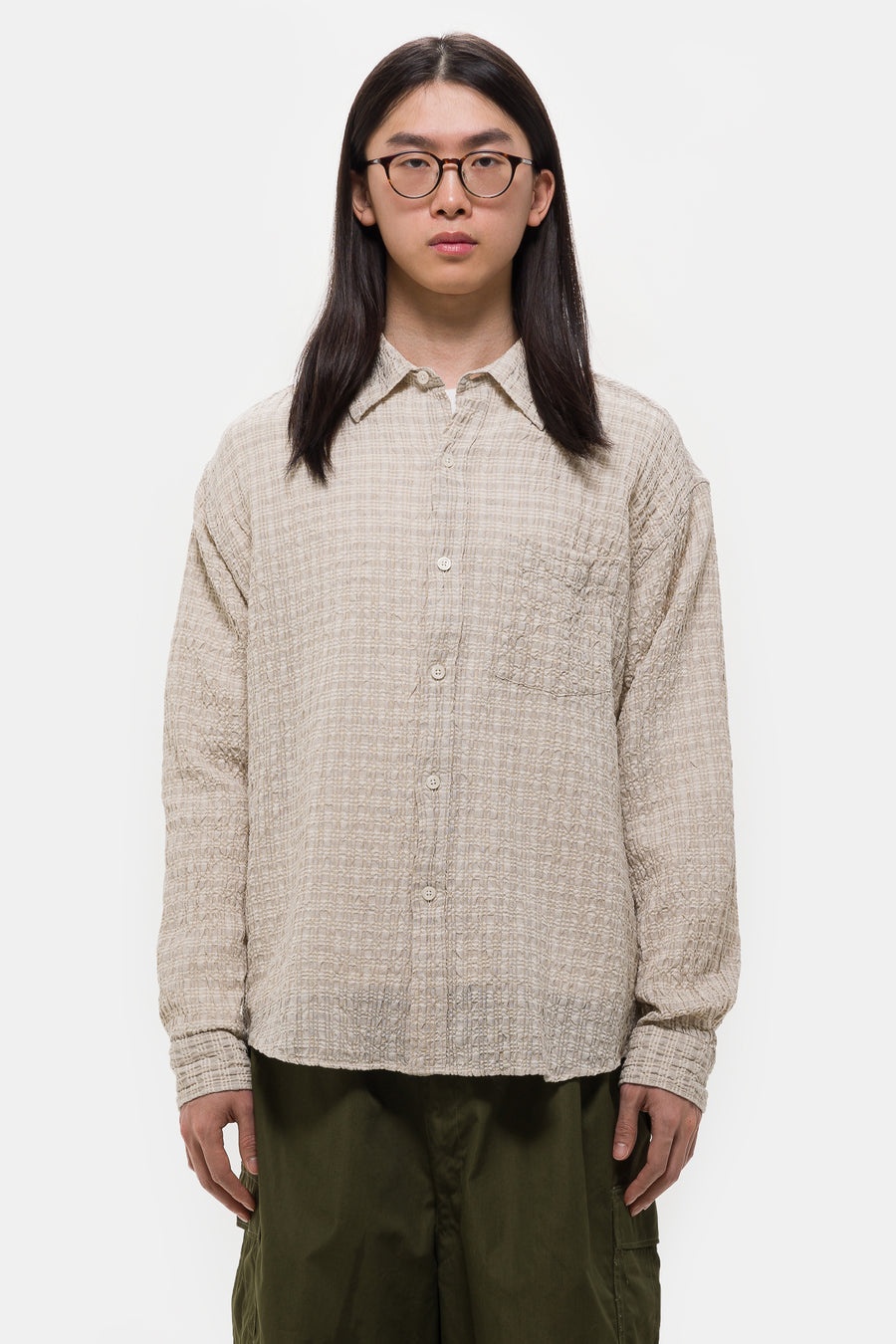 Executive Shirt in Beige Structure Check - 1