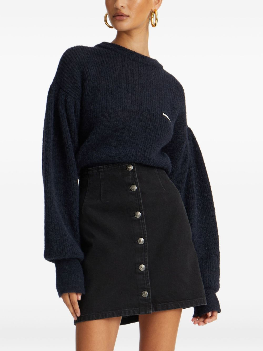 cuffed-sleeve crewneck sweater - 2