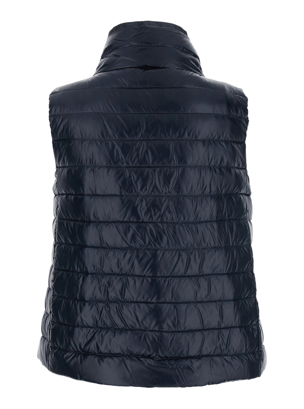 Herno Women Blue Vest With High Neck And Buttons With Logo In Tech Fabric Woman - 2