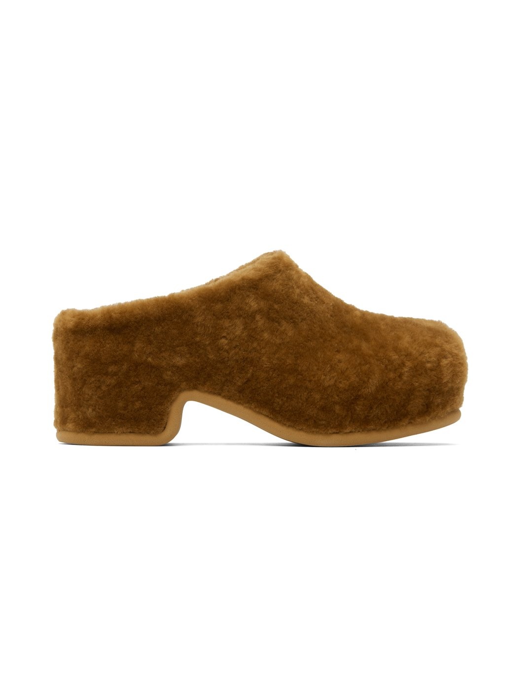 Tan Shearling Clogs - 1