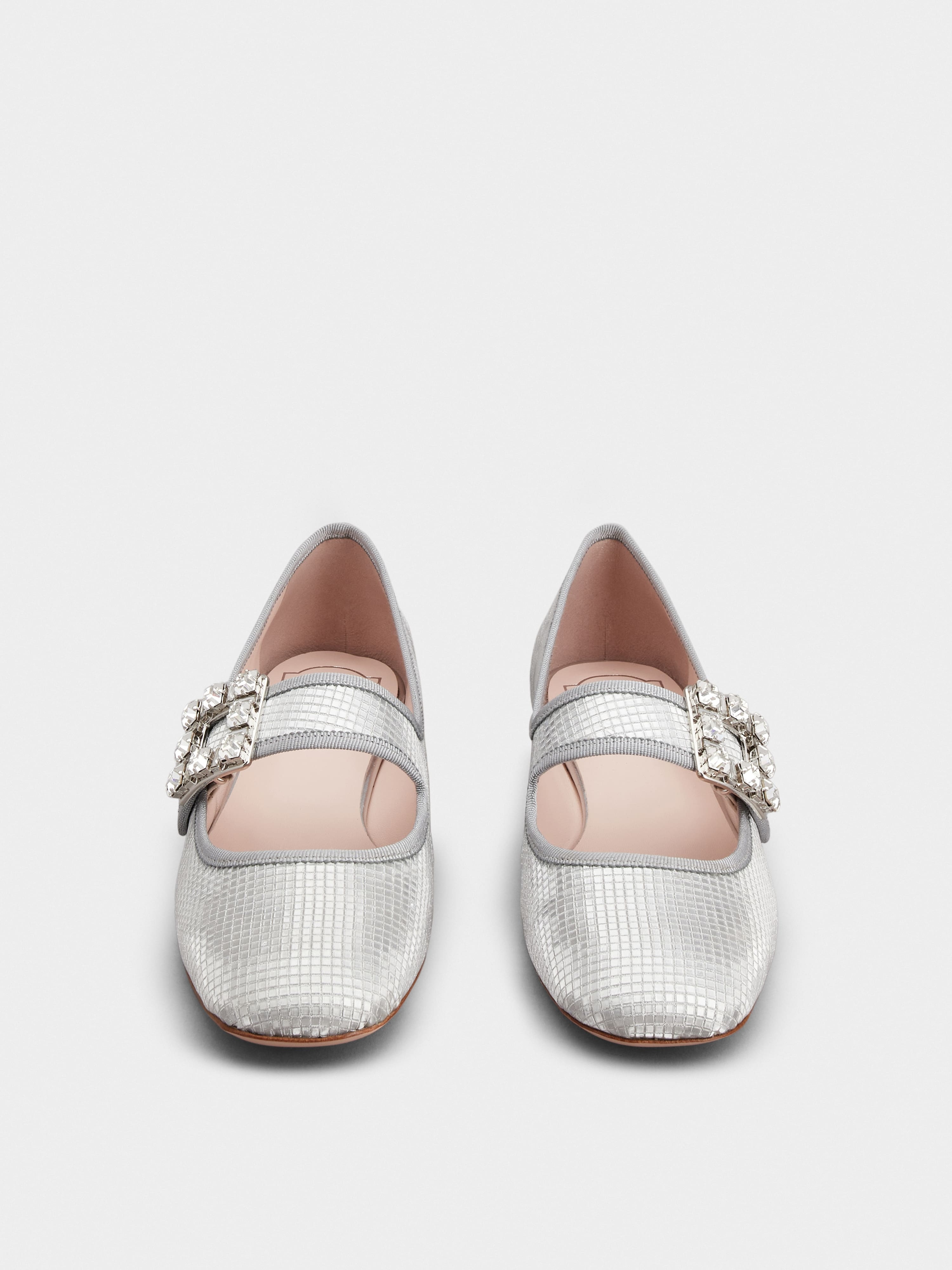 Trés Vivier Strass Buckle Babies Ballerinas in Fabric - 7