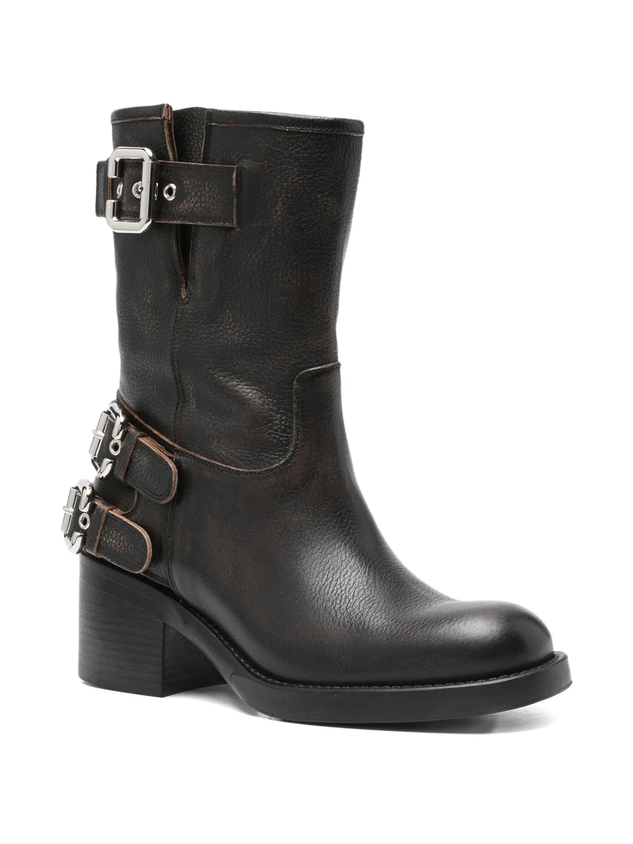 60mm leather biker boots - 2