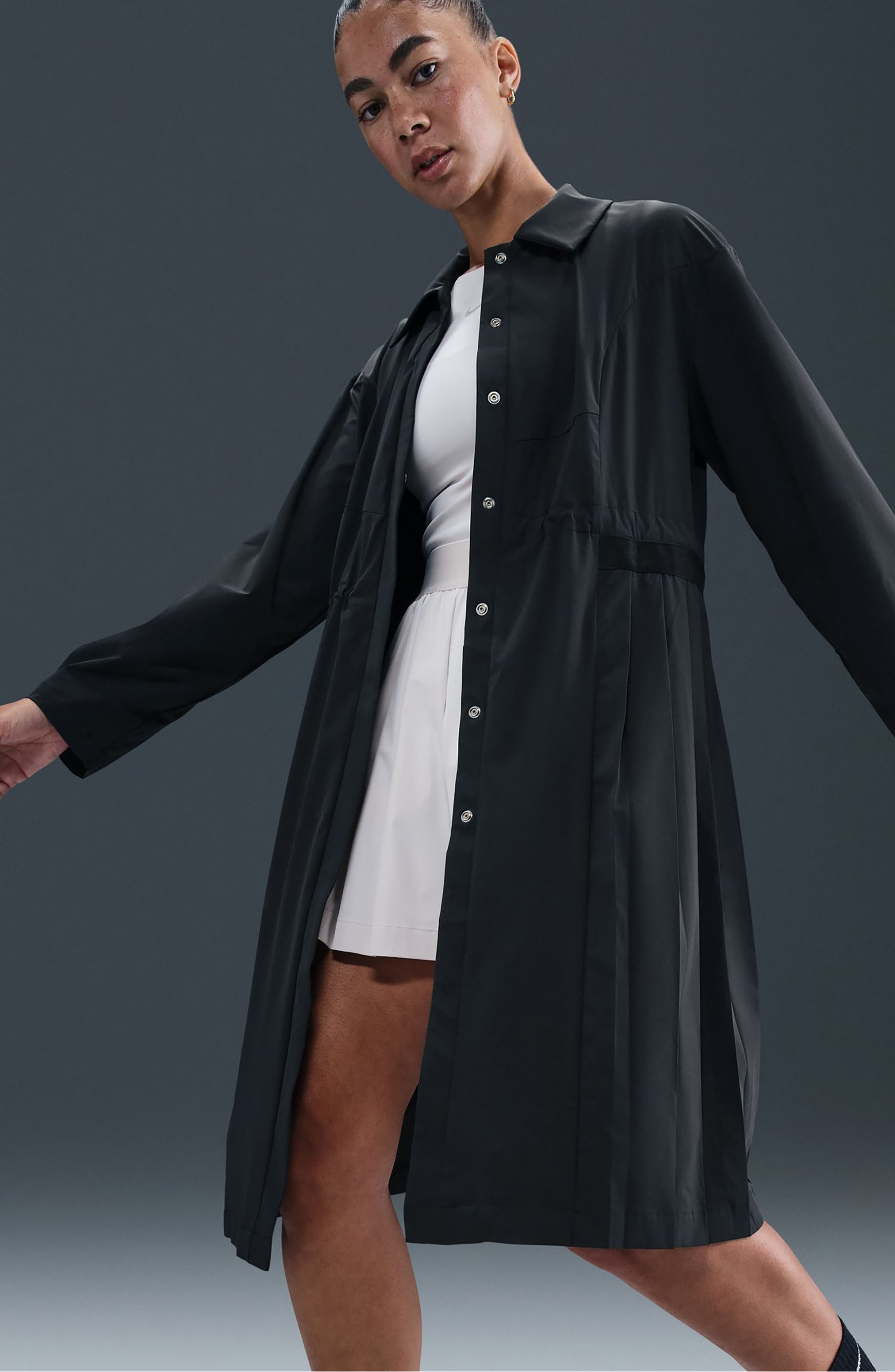 Nike 24.7 PerfectStretch Dri-FIT Trench Coat in Black/Dark Smoke Grey at Nordstrom - 9