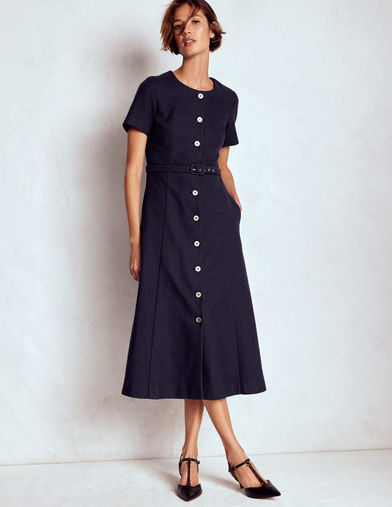 Charlotte Cotton Midi Dress-Navy 5