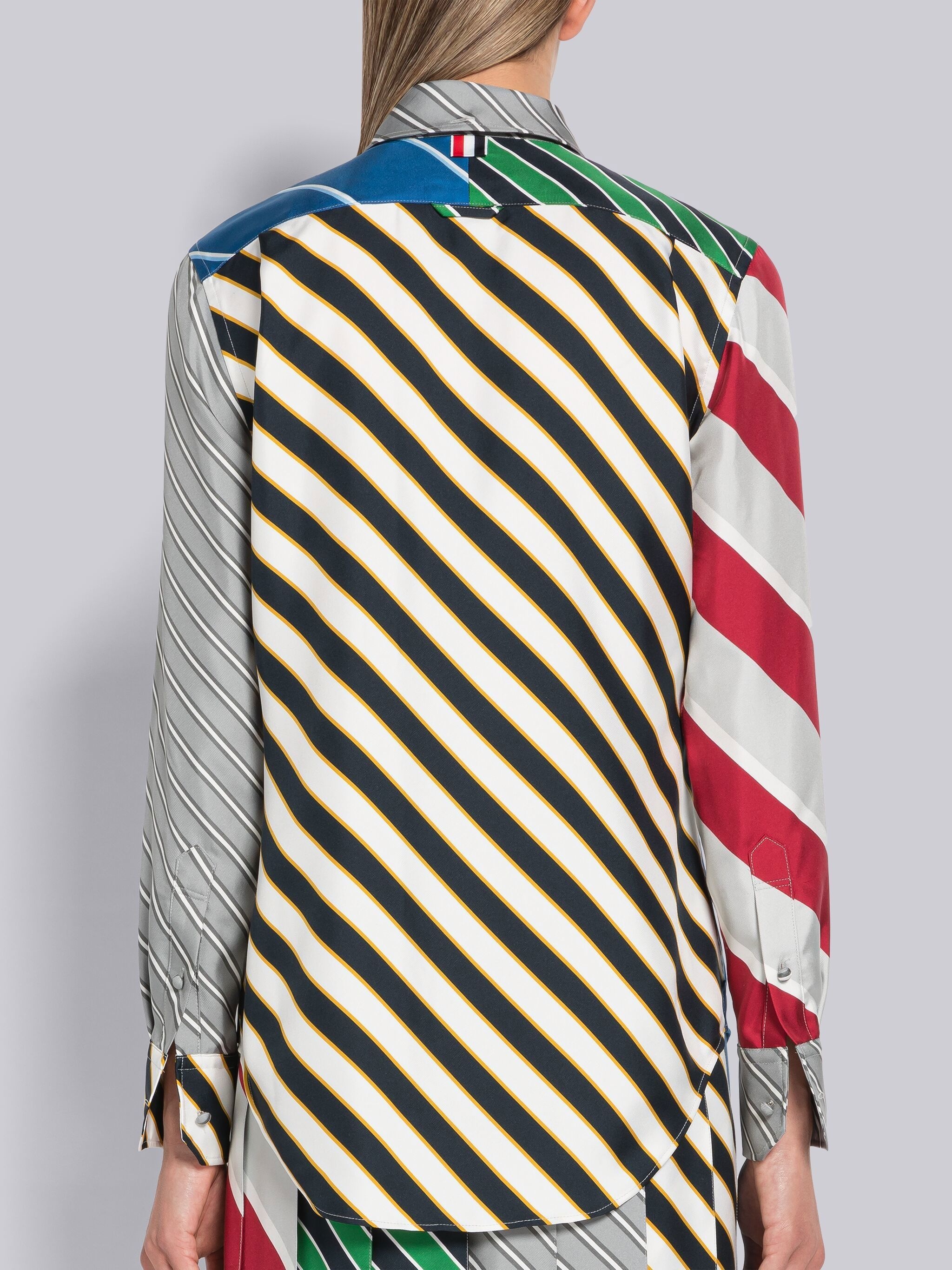 Fun-Mix Awning Stripe Silk Classic Point Collar Shirt - 4