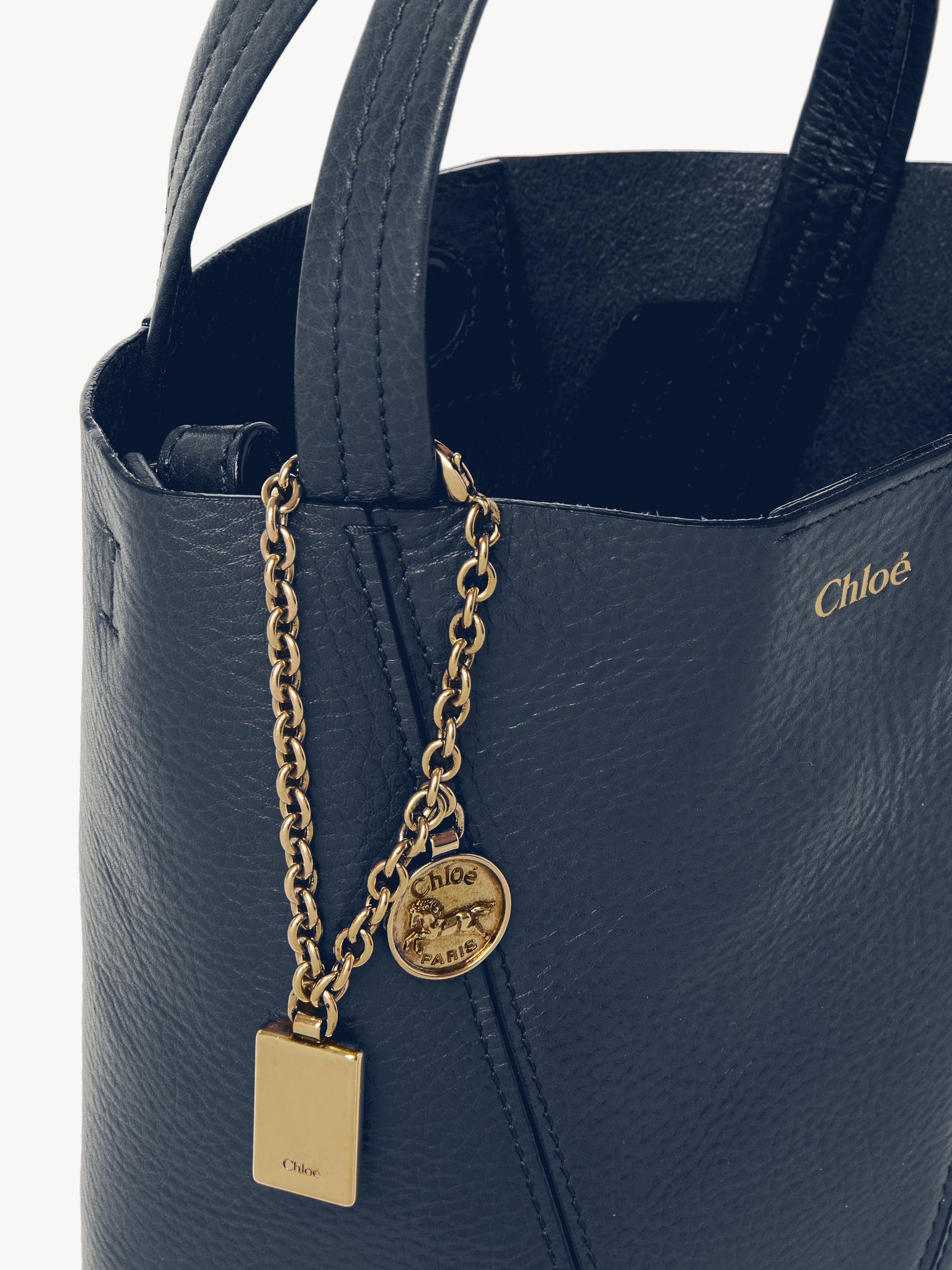 SMALL CHLOÉ SPIN TOTE BAG IN GRAINED LEATHER - 5