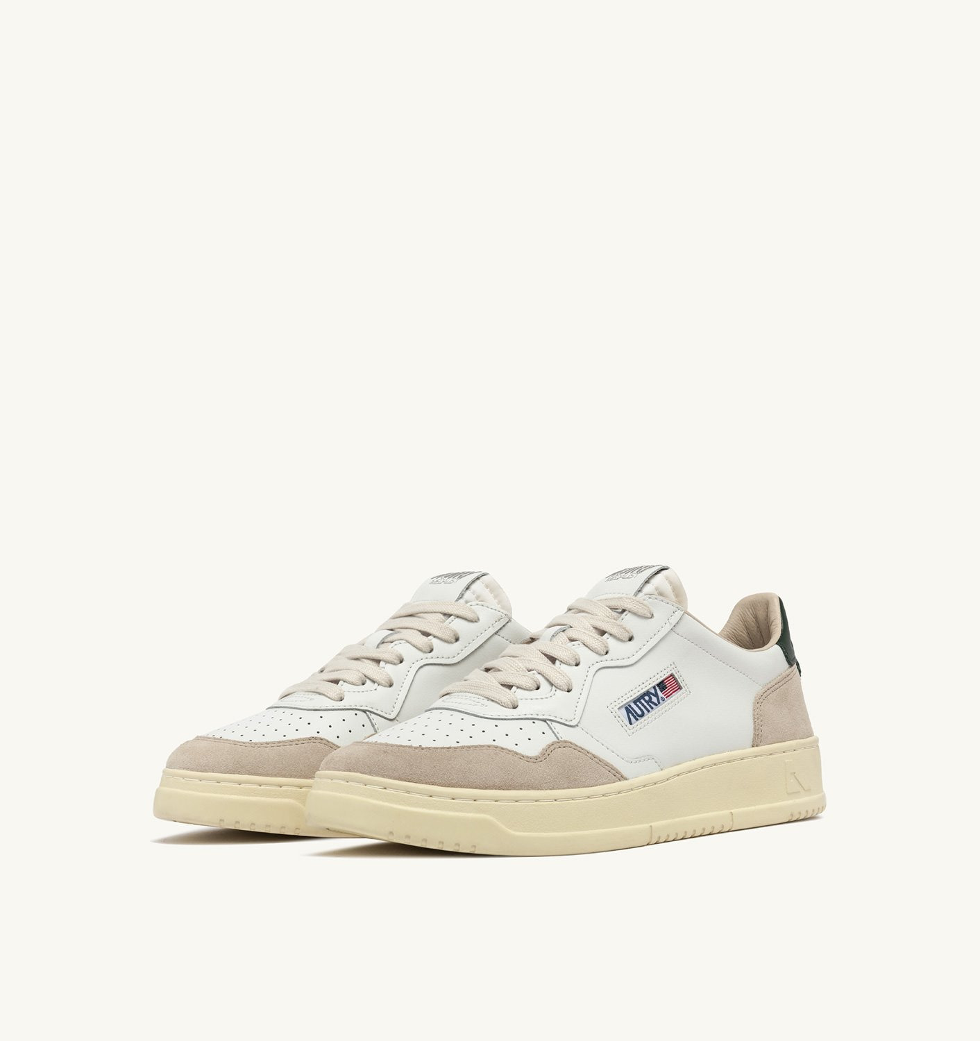 MEDALIST LOW SNEAKERS IN WHITE AND MOUNTAIN LEATHER AND BEIGE SUEDE - 2